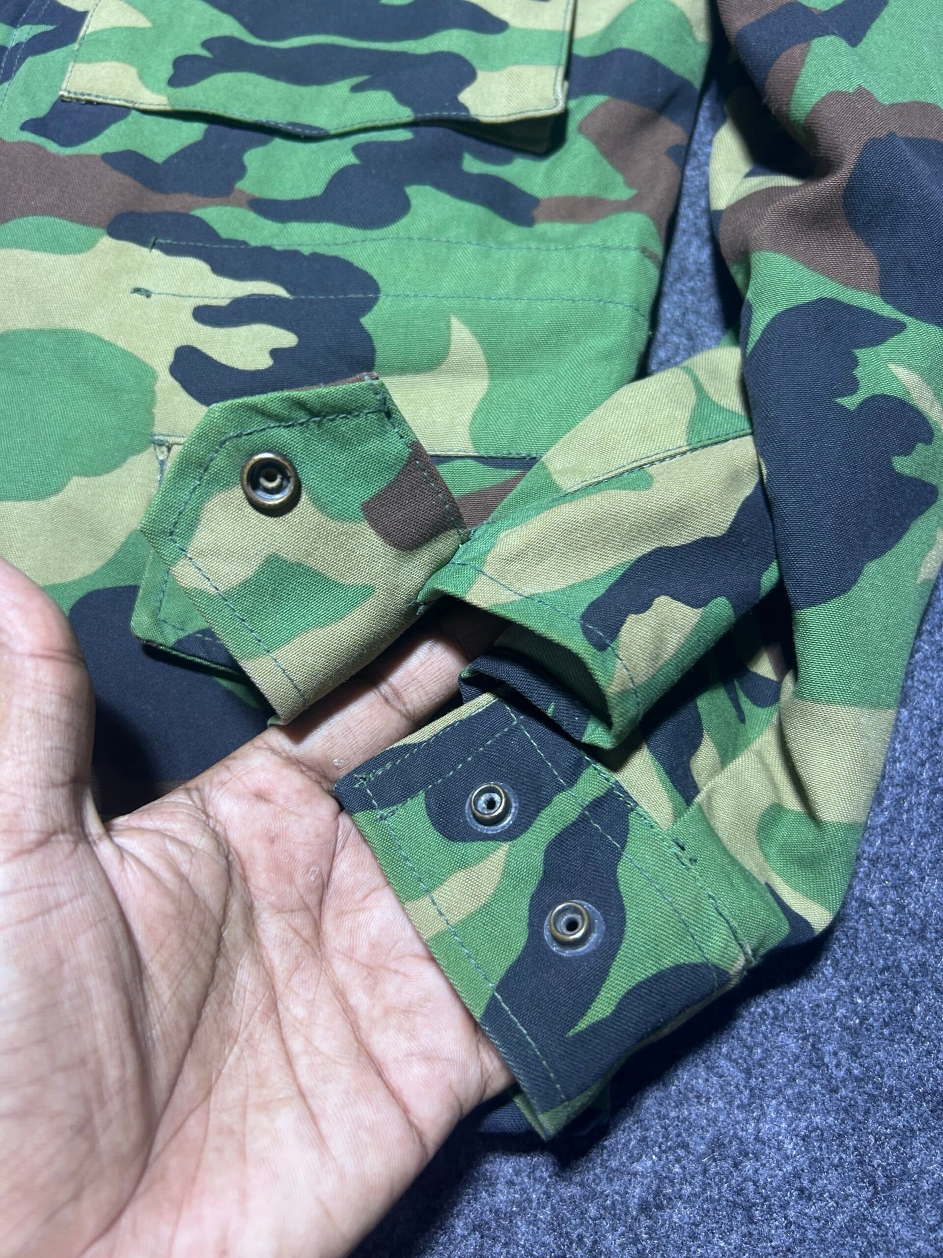 Branded thrift jacket India close-up