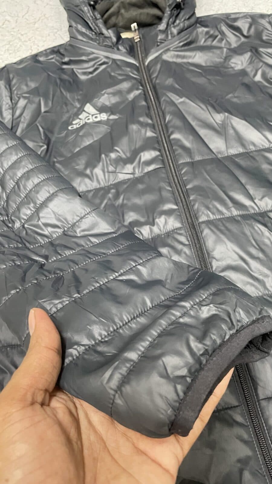 Adidas thrift puffer jacket India back view