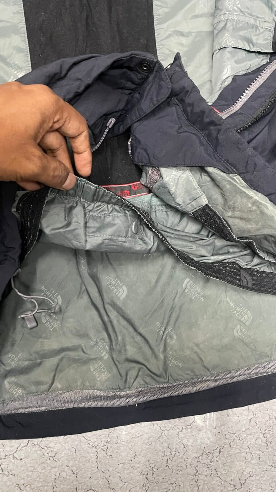 The North Face HyVent thrift waterproof jacket India close-up