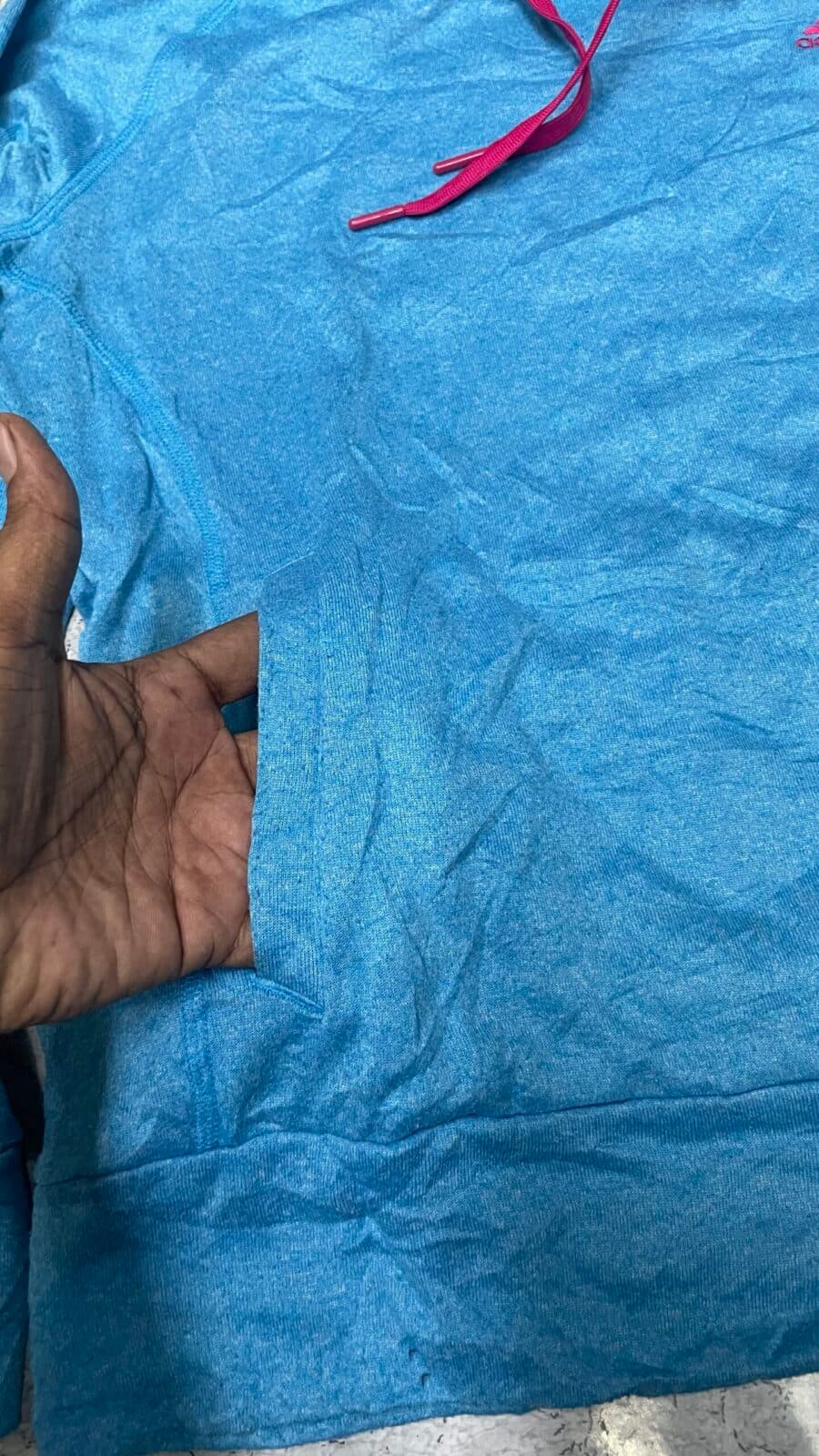 Adidas thrift hoodie India close-up