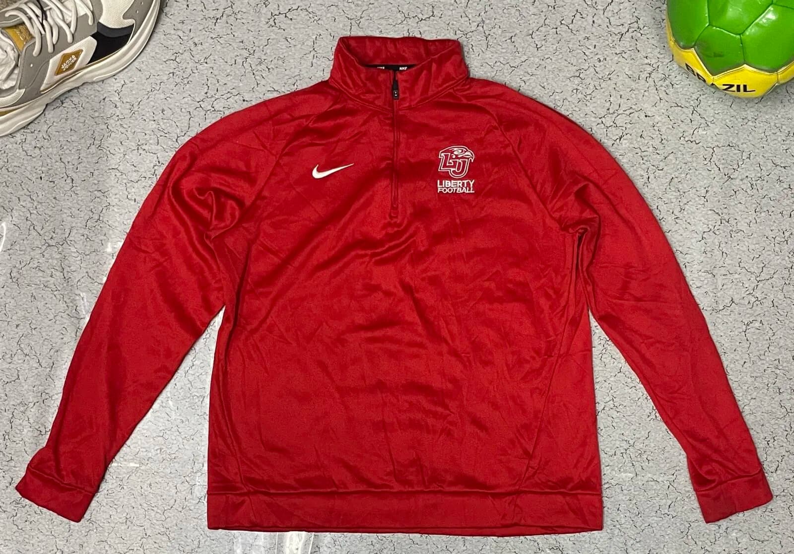 Nike Liberty Football half zip up Track Tshirt Size M Red
