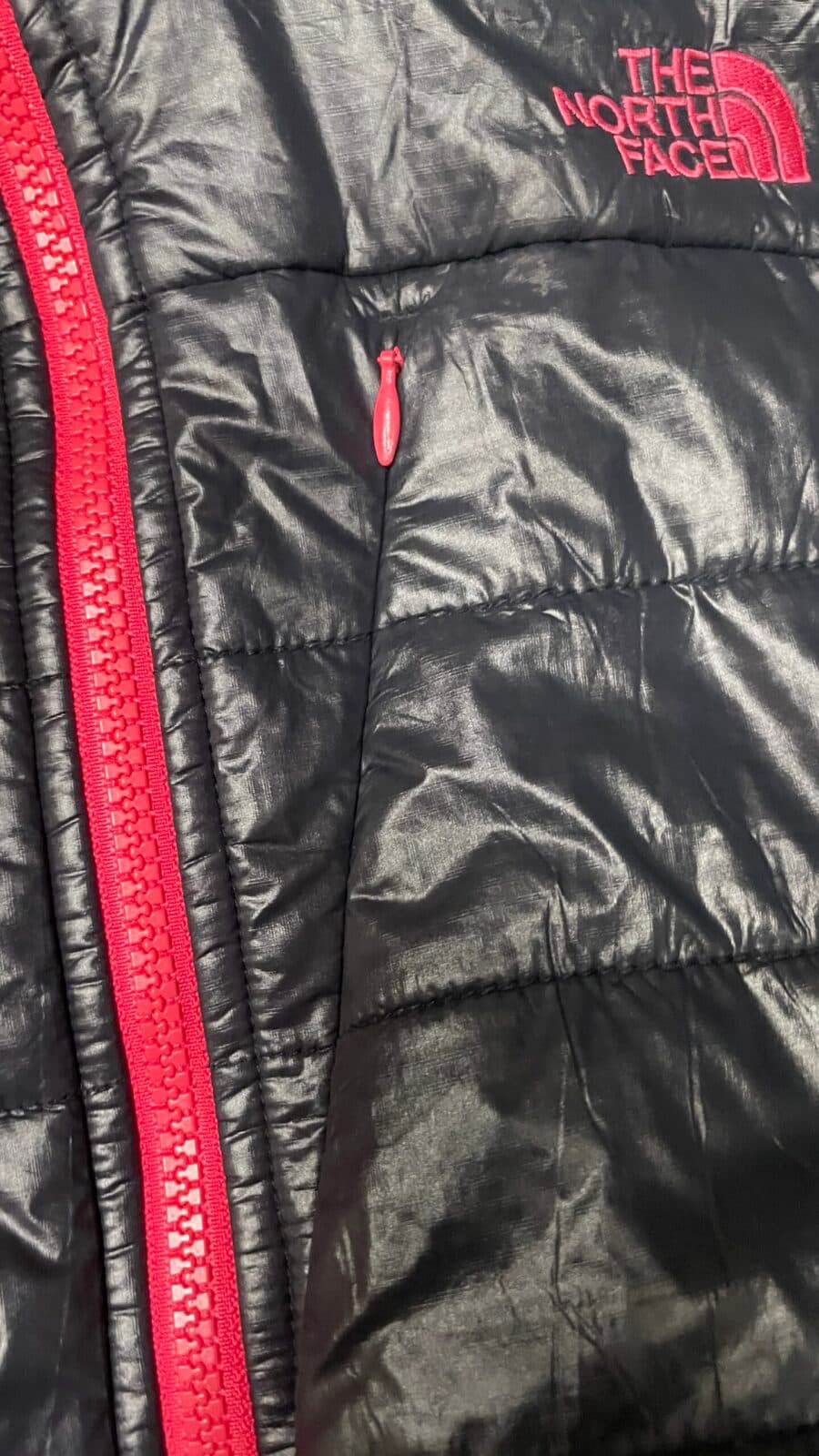 The North Face thrift puffer jacket India close-up