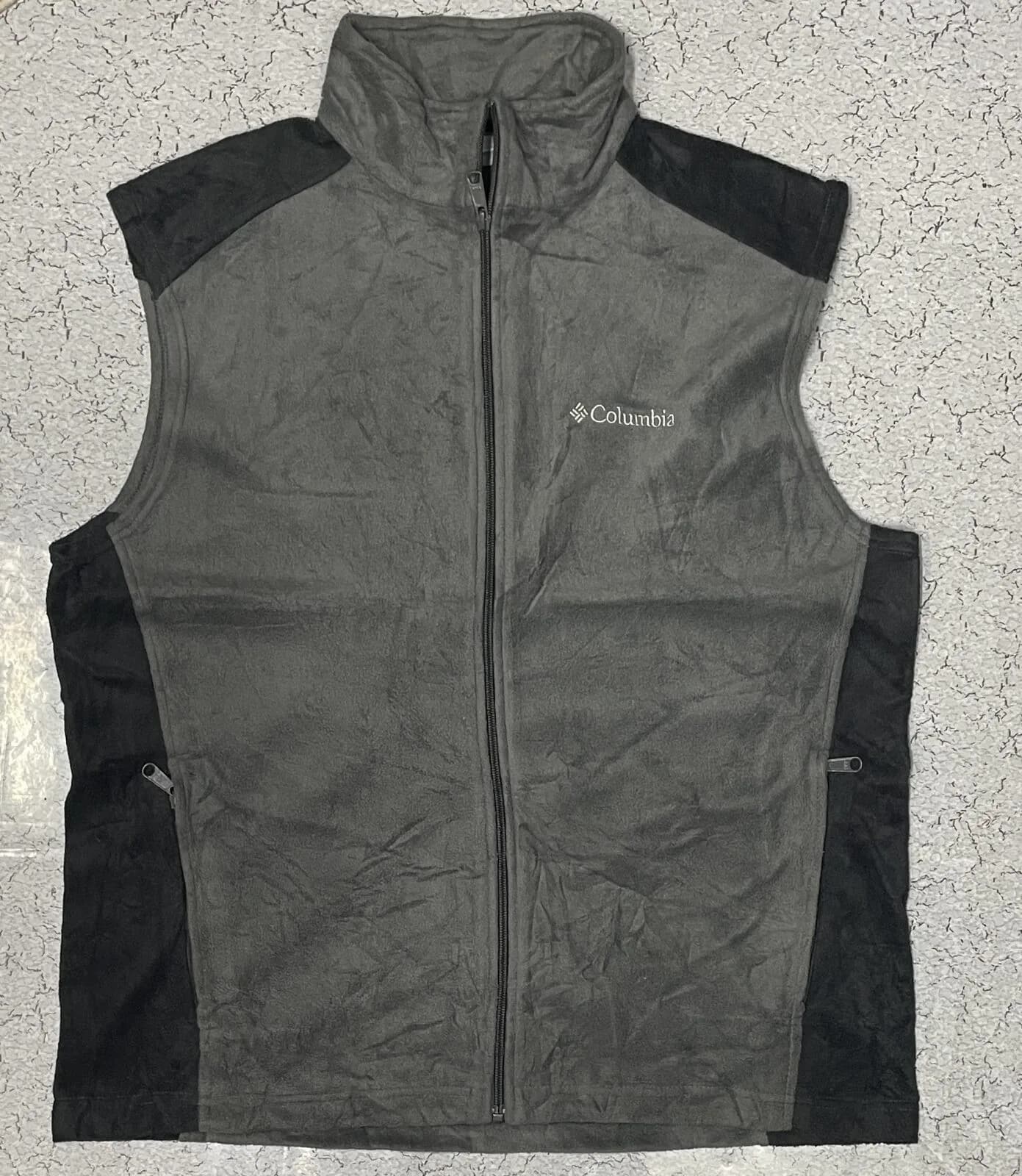 Columbia Men’s Sleeveless Fleece Winter Jacket Grey Black Size Xl