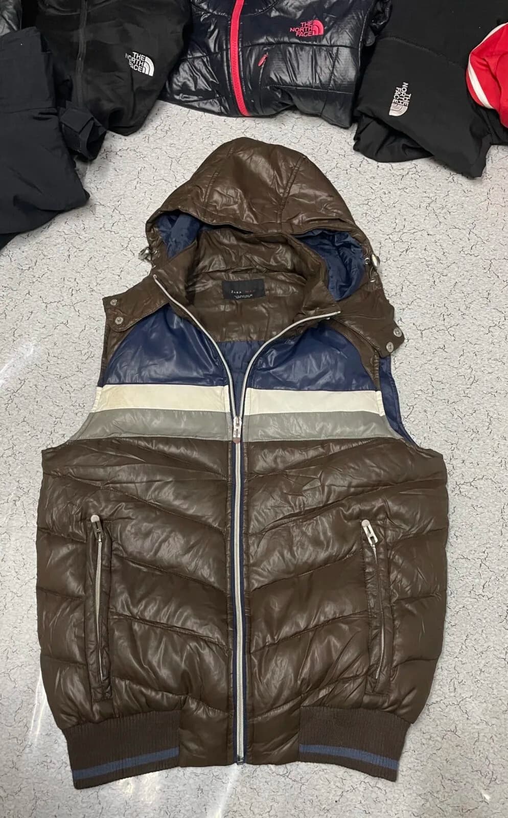 Zara thrift puffer jacket India back view