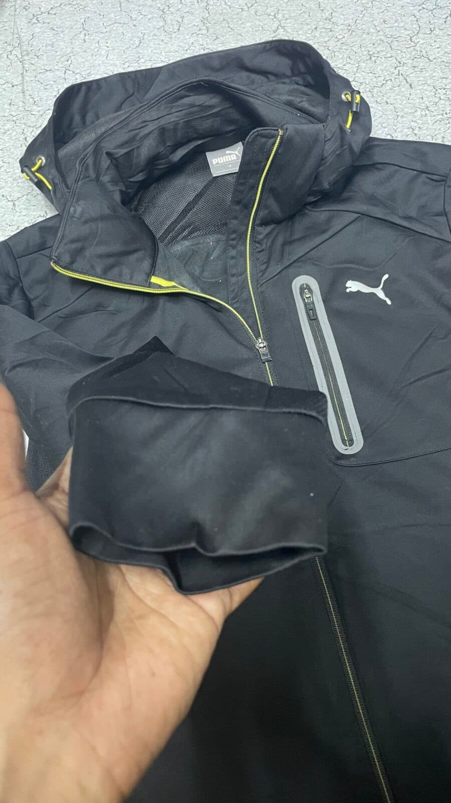 Puma thrift track jacket India close-up