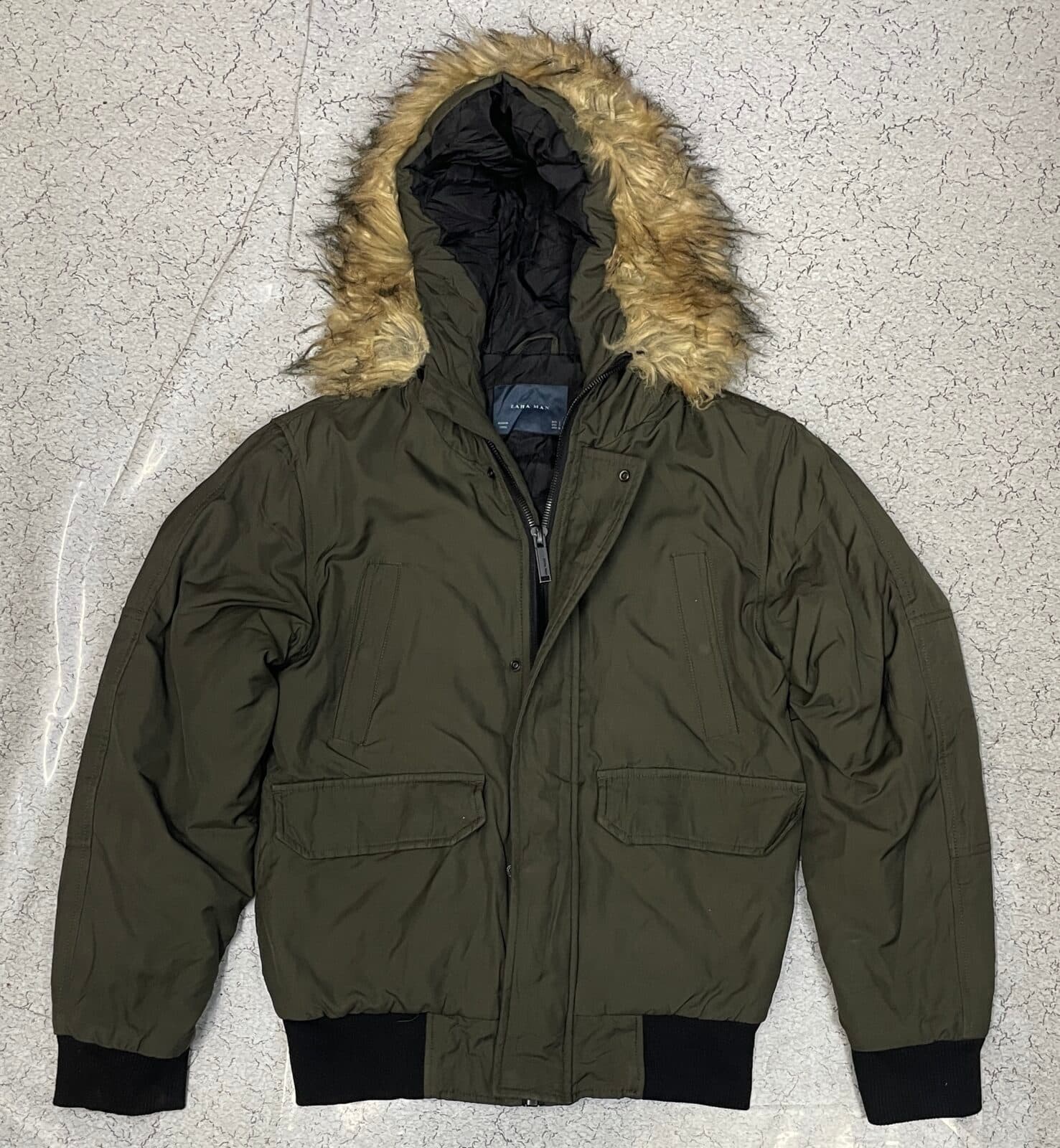 Zara thrift bomber jacket India back view