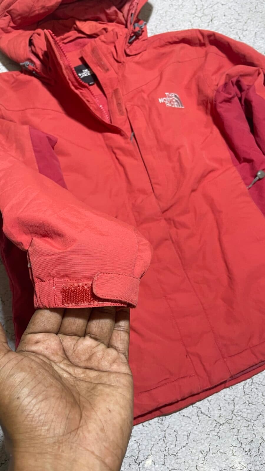 The North Face HyVent thrift waterproof jacket India close-up
