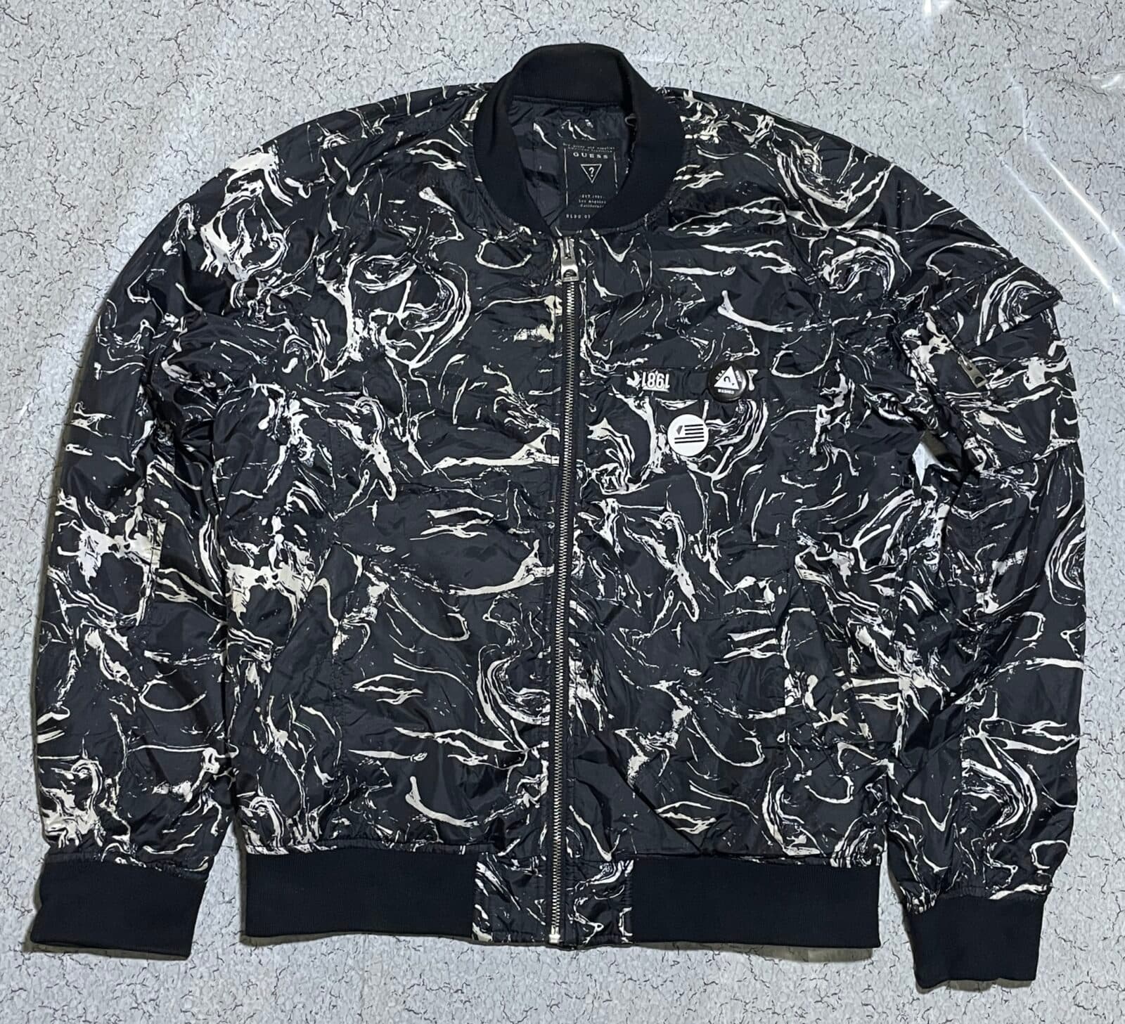 Branded thrift bomber jacket India detail view