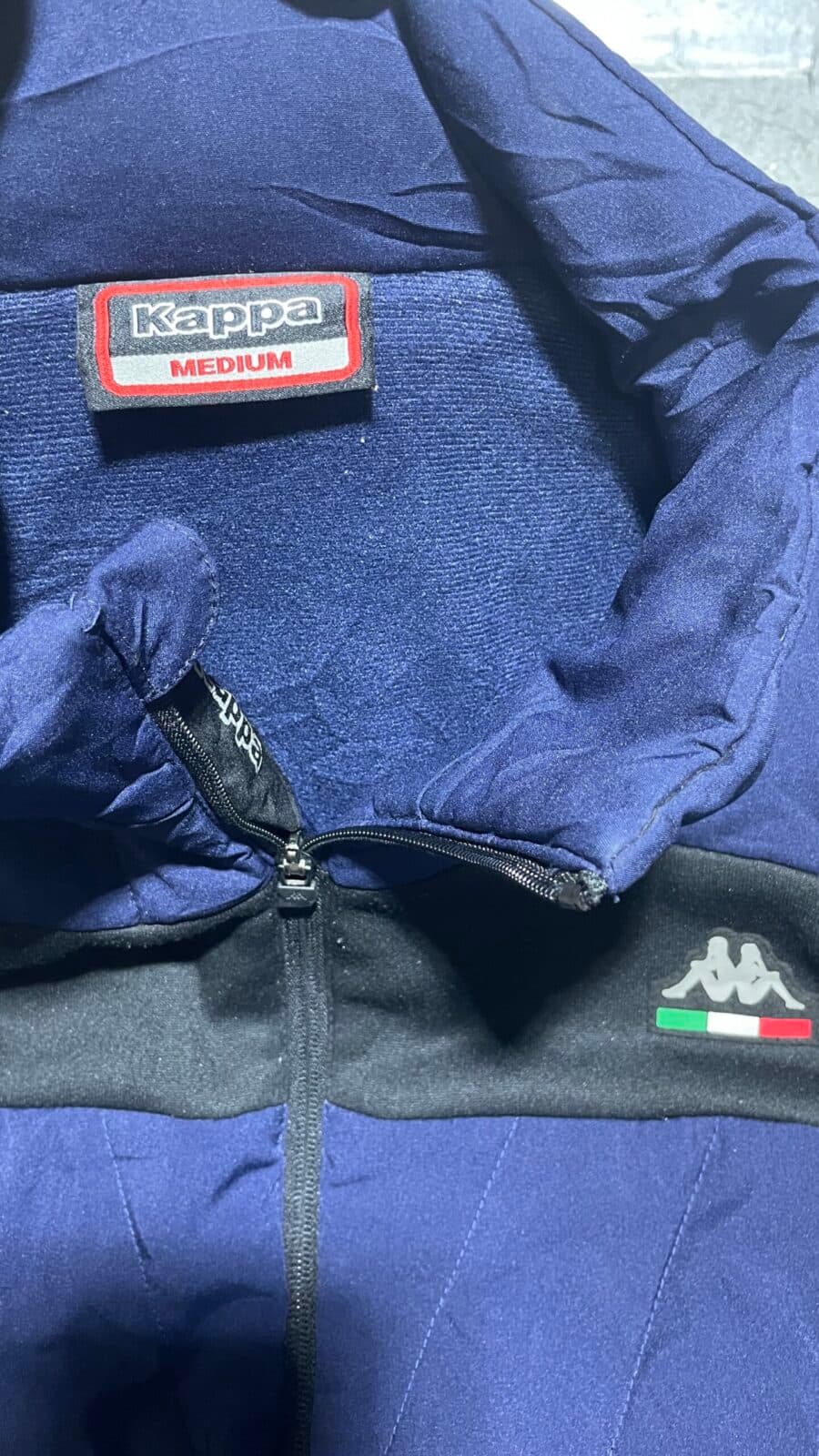 Branded thrift puffer jacket India close-up
