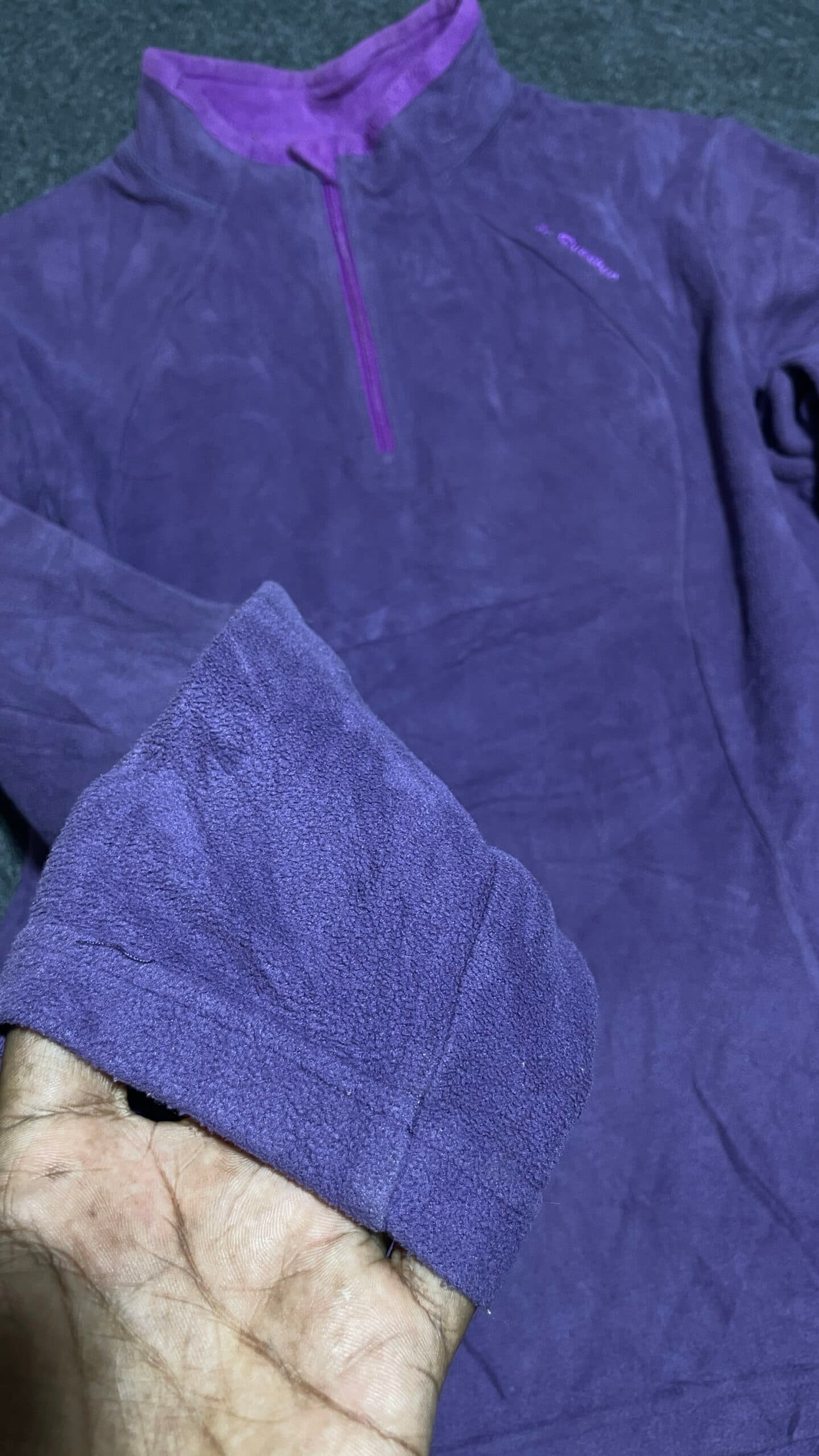 Branded thrift fleece jacket India detail view