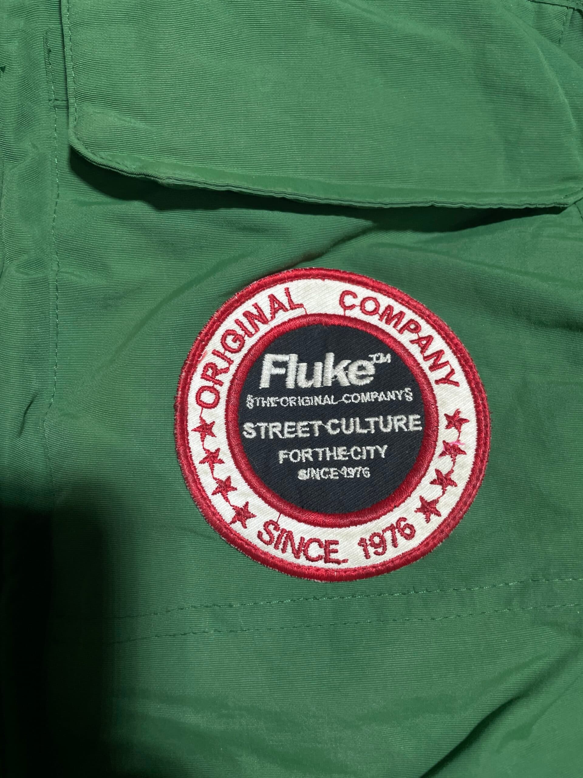 Branded thrift parka jacket India close-up
