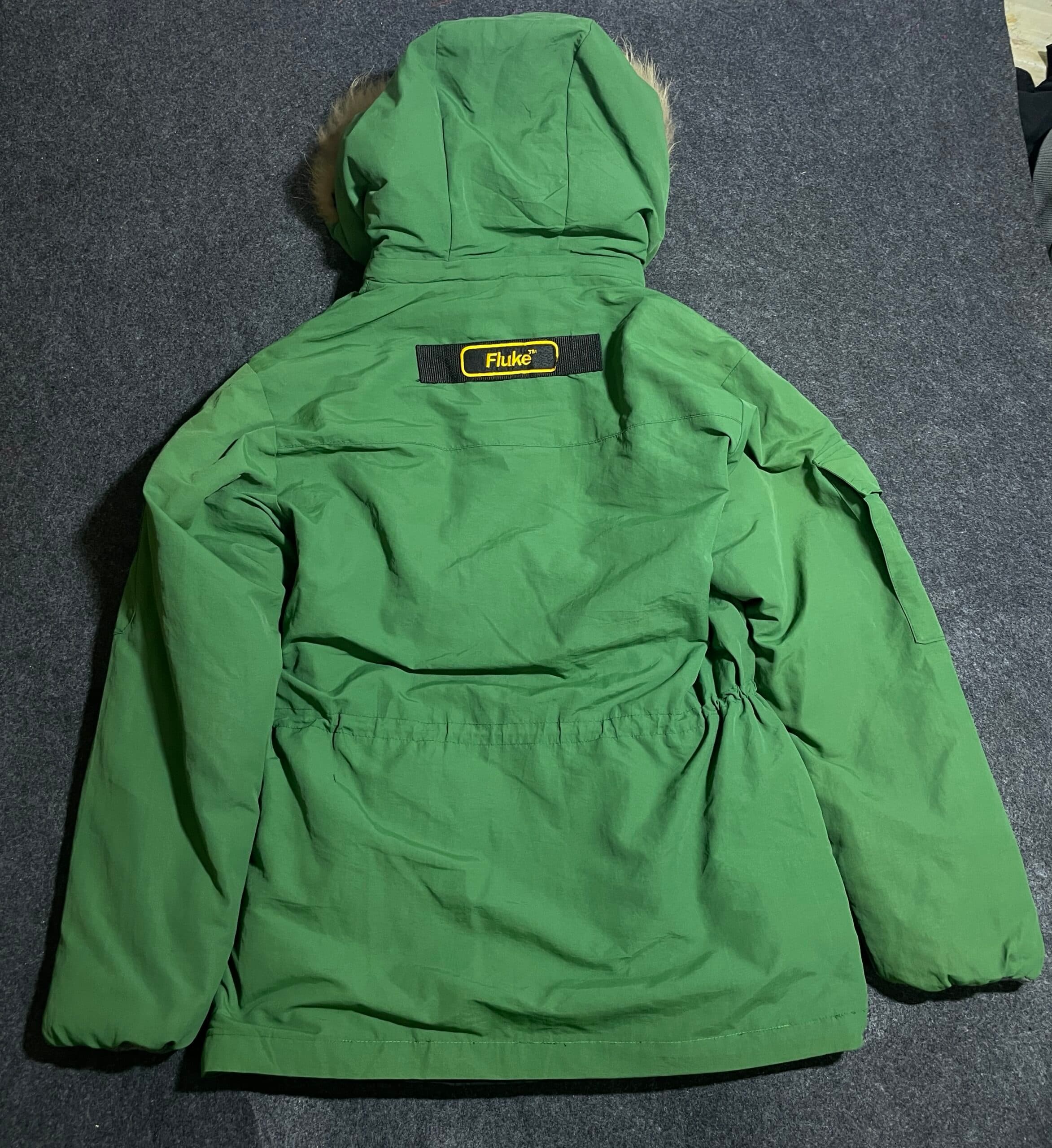 Branded thrift parka jacket India detail view