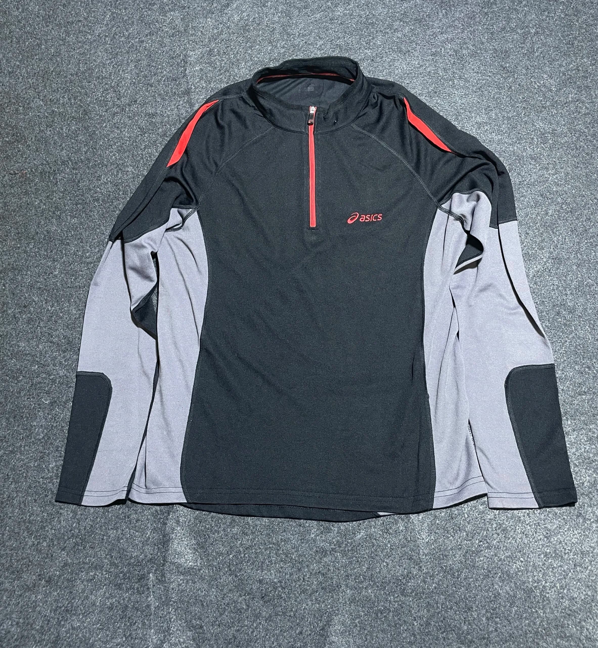 Asics Men’s Half Zip Sports Top – Size L Black &Amp; Grey thrift clothing India
