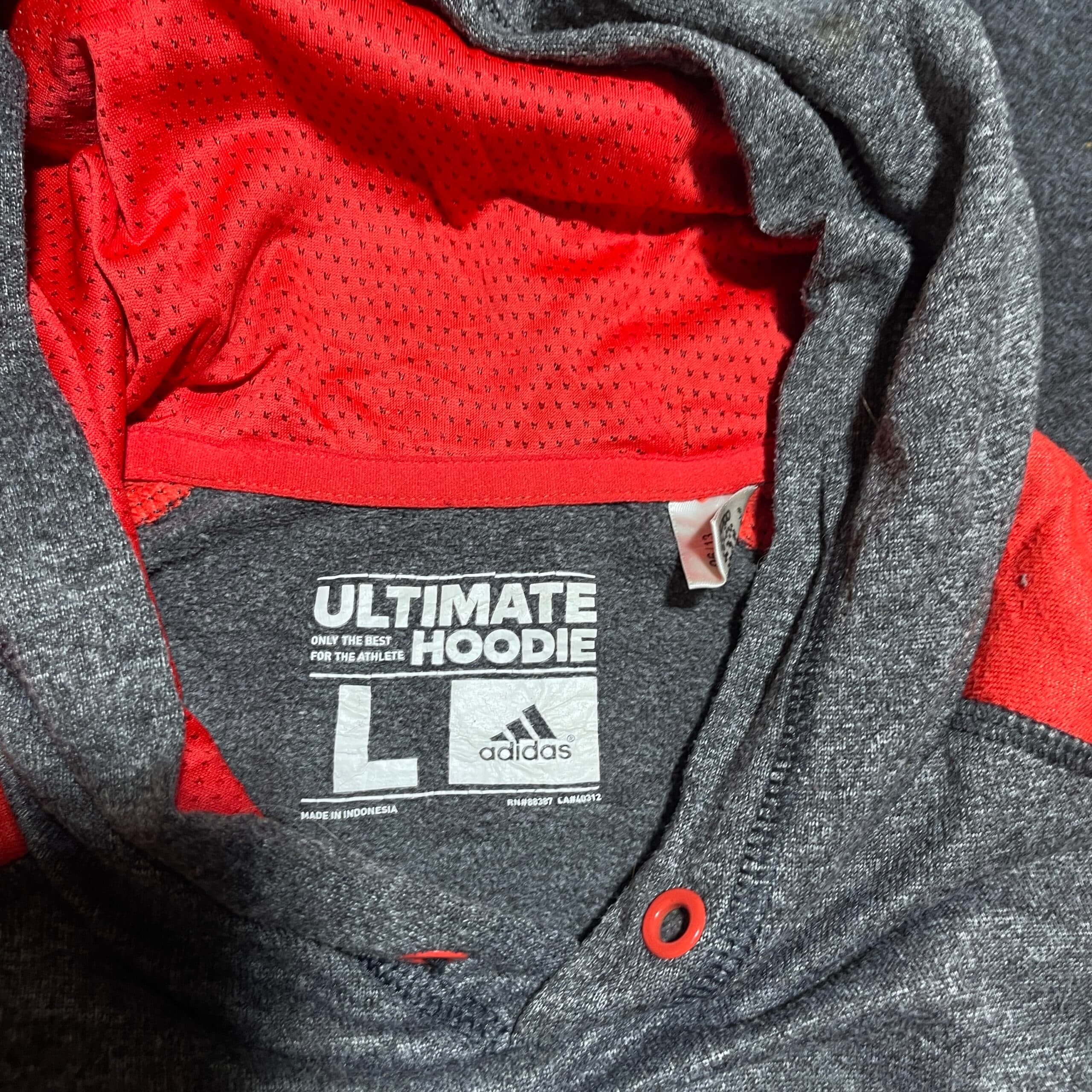 Adidas thrift hoodie India close-up