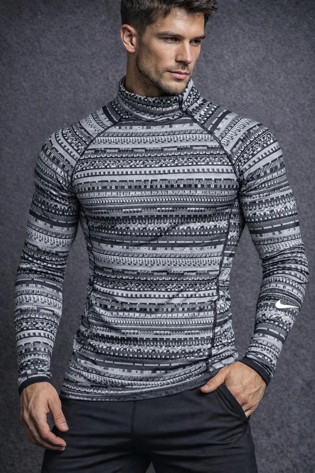 Nike Pro Half Zip Up High Neck Tshirt Black Grey XS