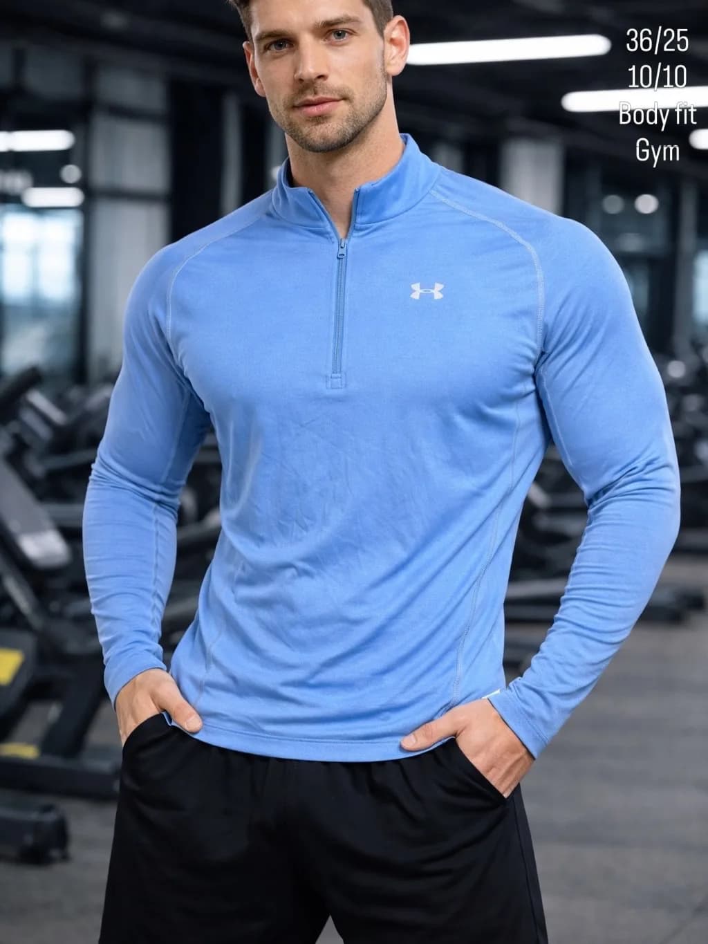 Under Armour Original Coldgear Half Zip Up Training Tshirt Blue S