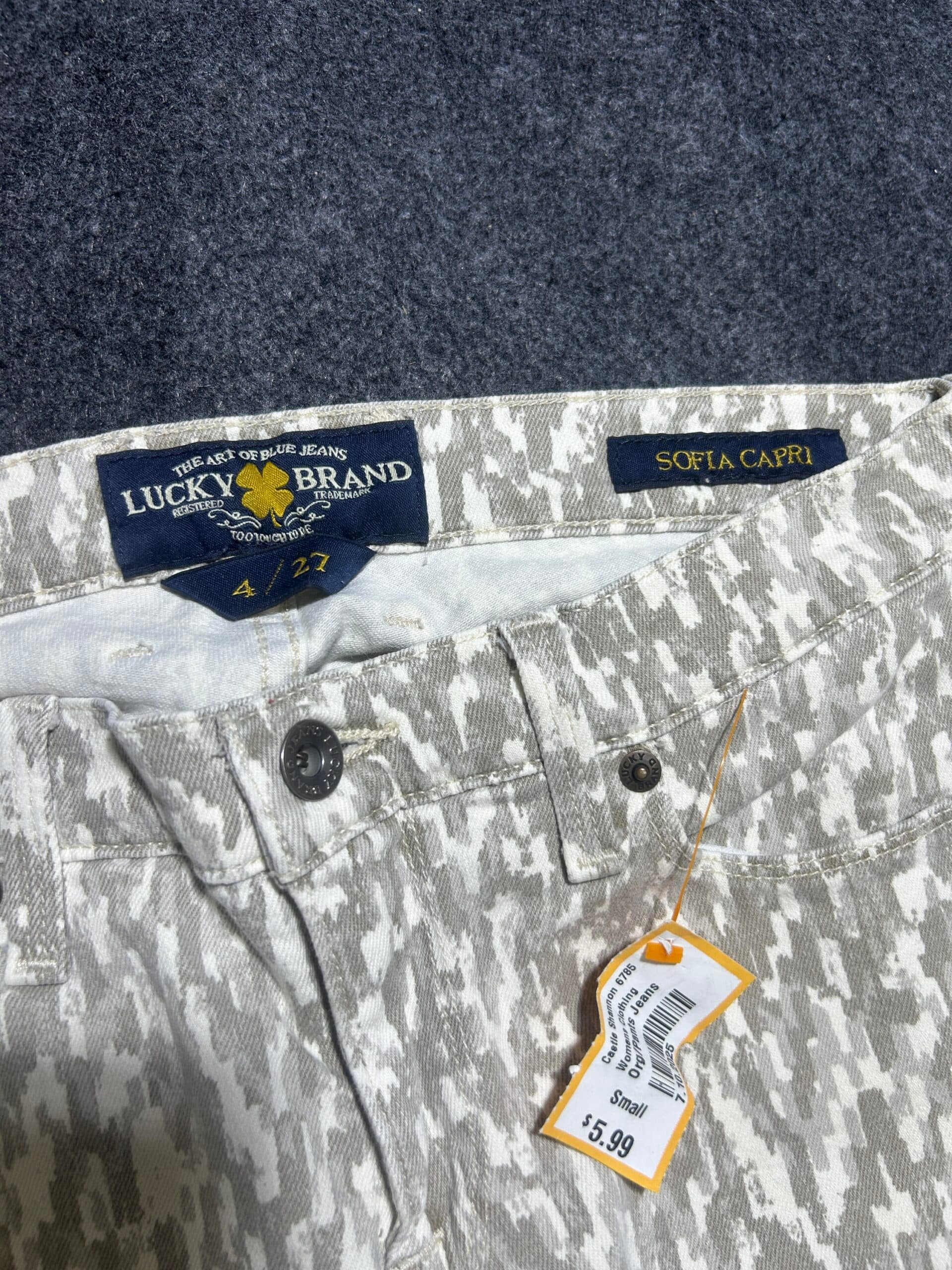 Branded thrift jeans India close-up