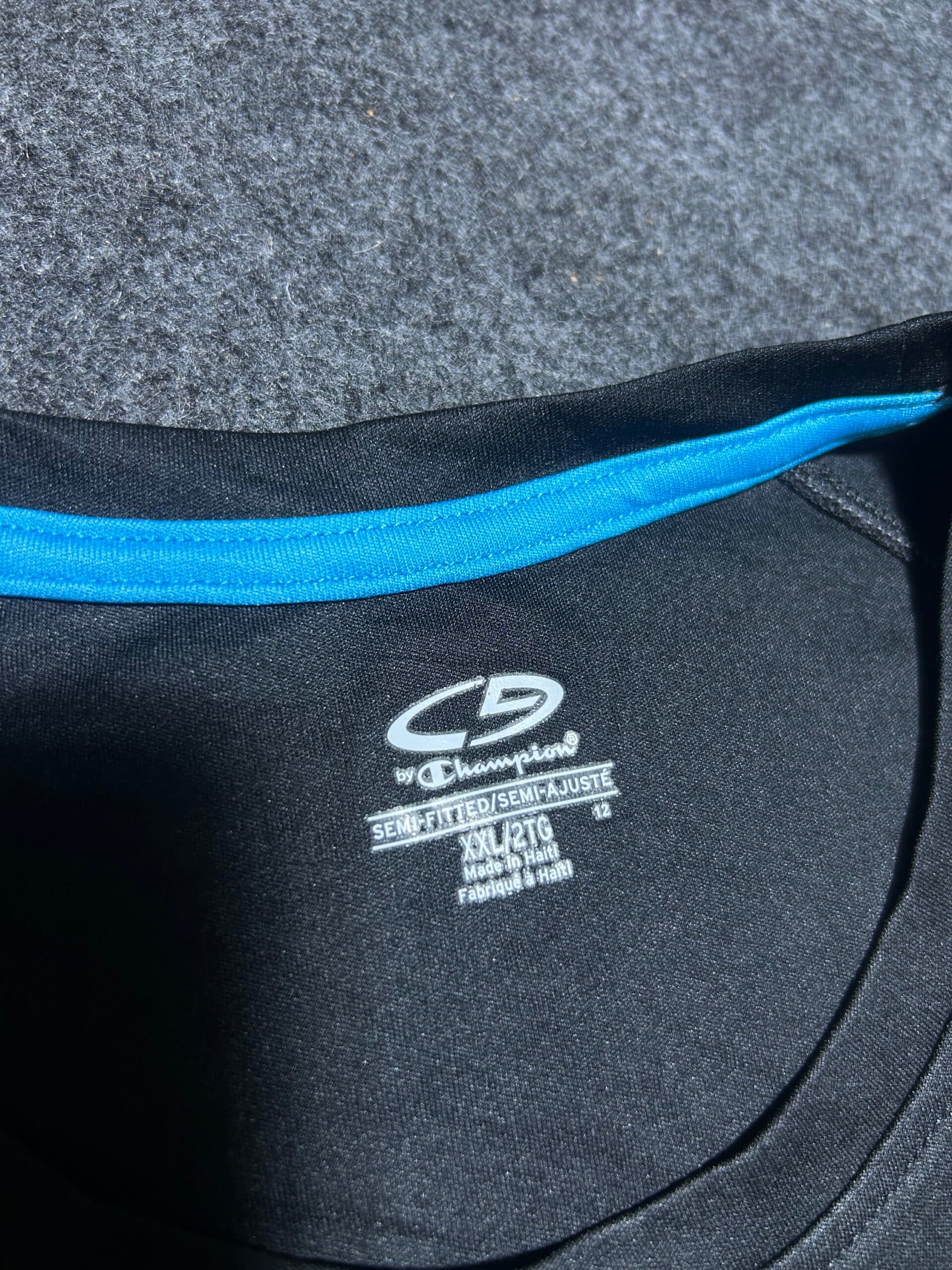 Champion thrift clothing India close-up