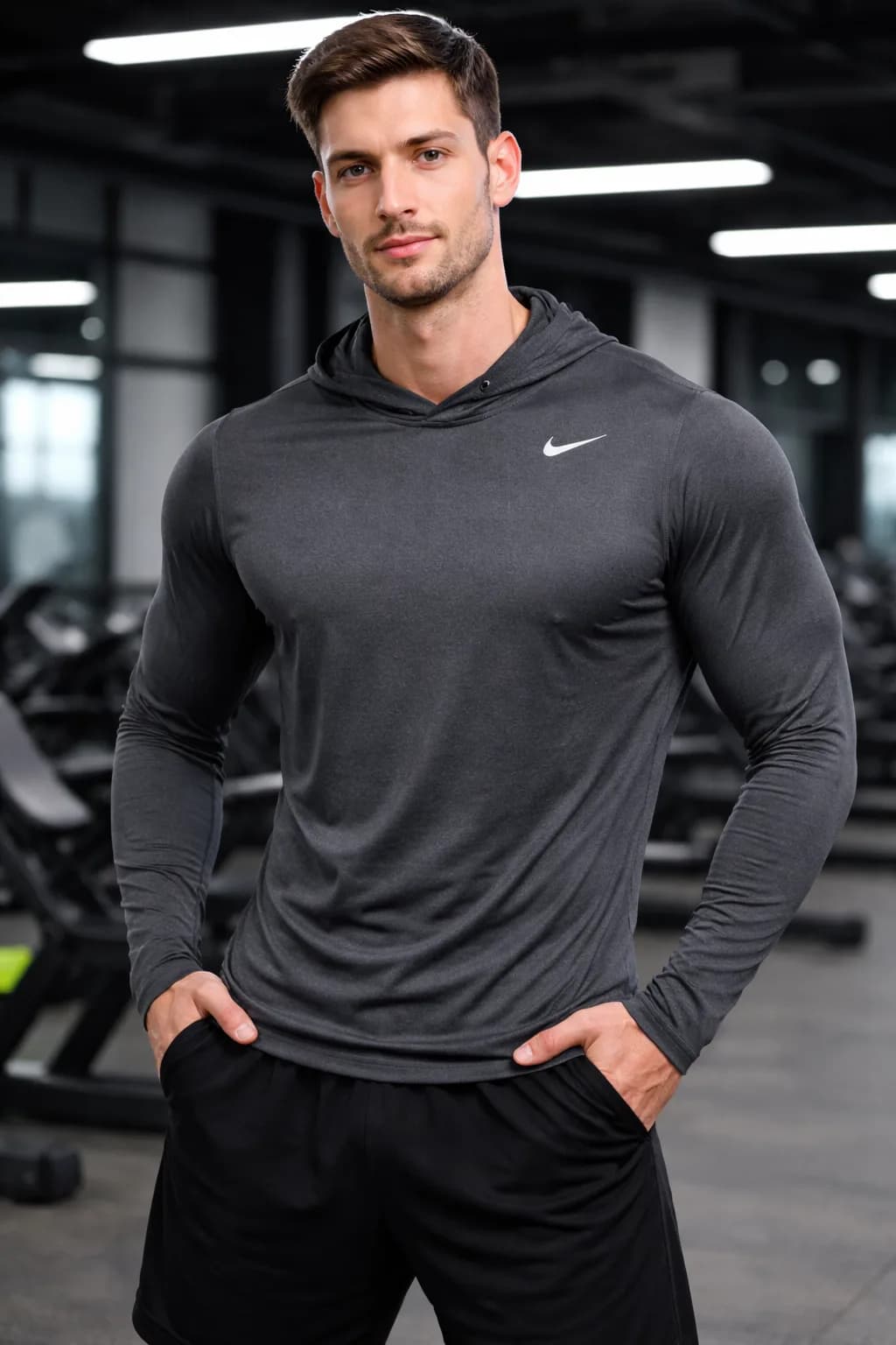 Nike Original Dri Fit Hooded Training Tshirt Black L
