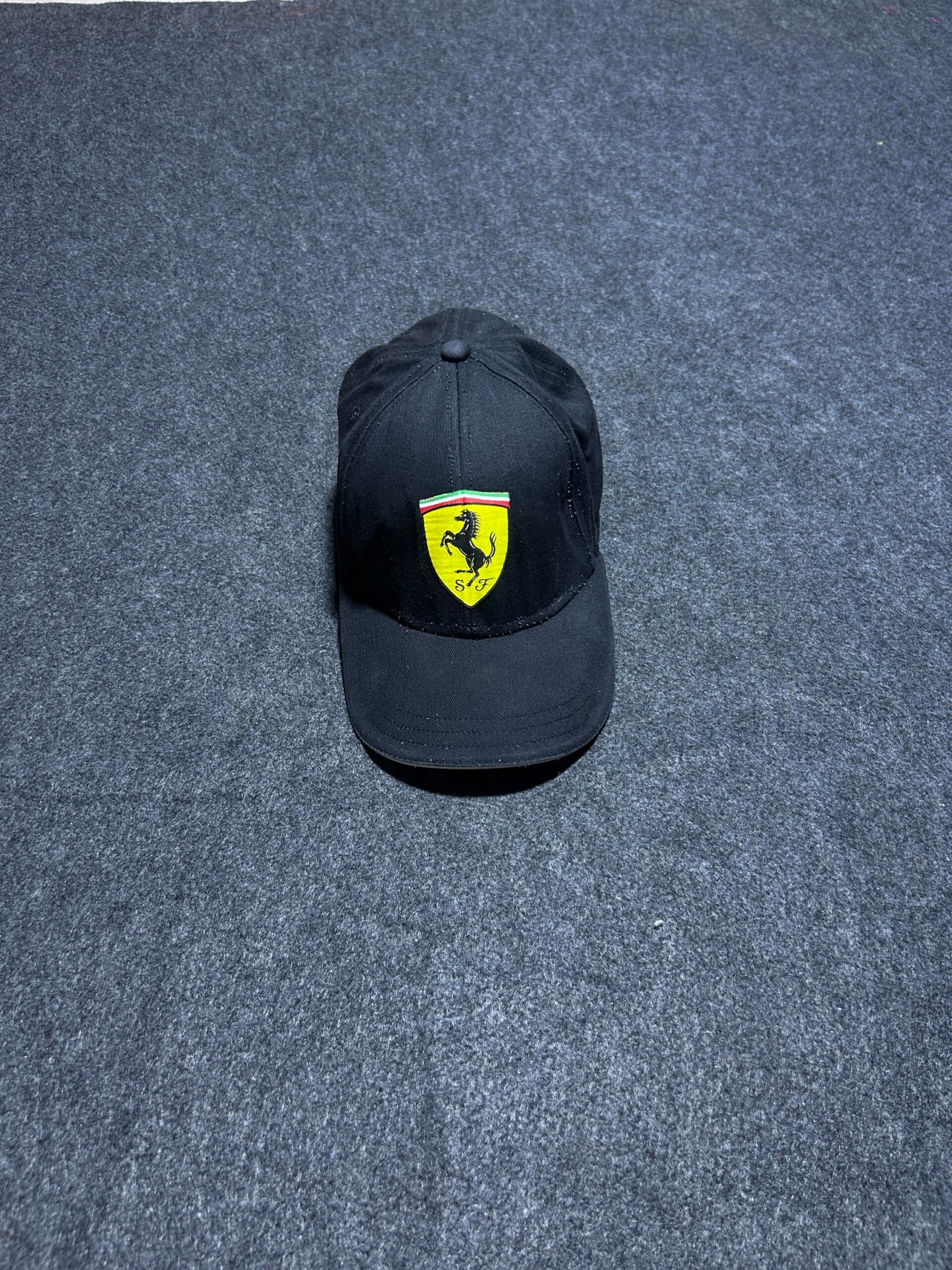 Ferrari Black Baseball Cap | Official Licensed Product | Classic Logo Hat thrift clothing India detail view