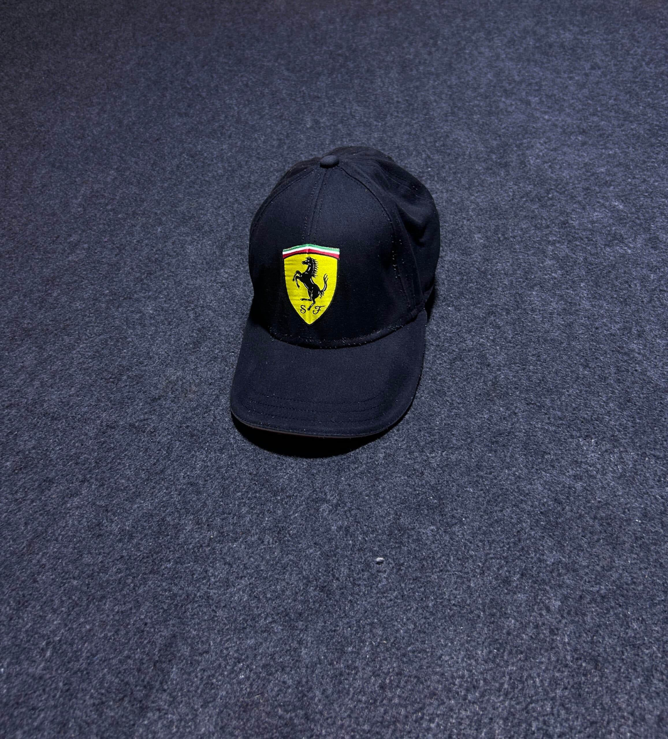 Ferrari Black Baseball Cap | Official Licensed Product | Classic Logo Hat thrift clothing India close-up