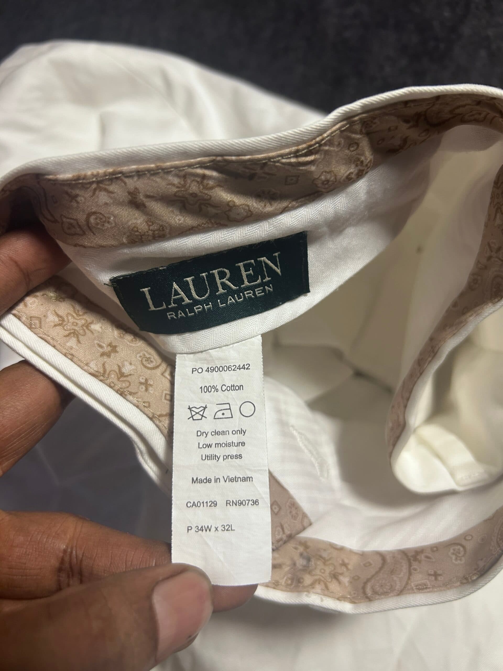 Ralph Lauren thrift chinos India detail view