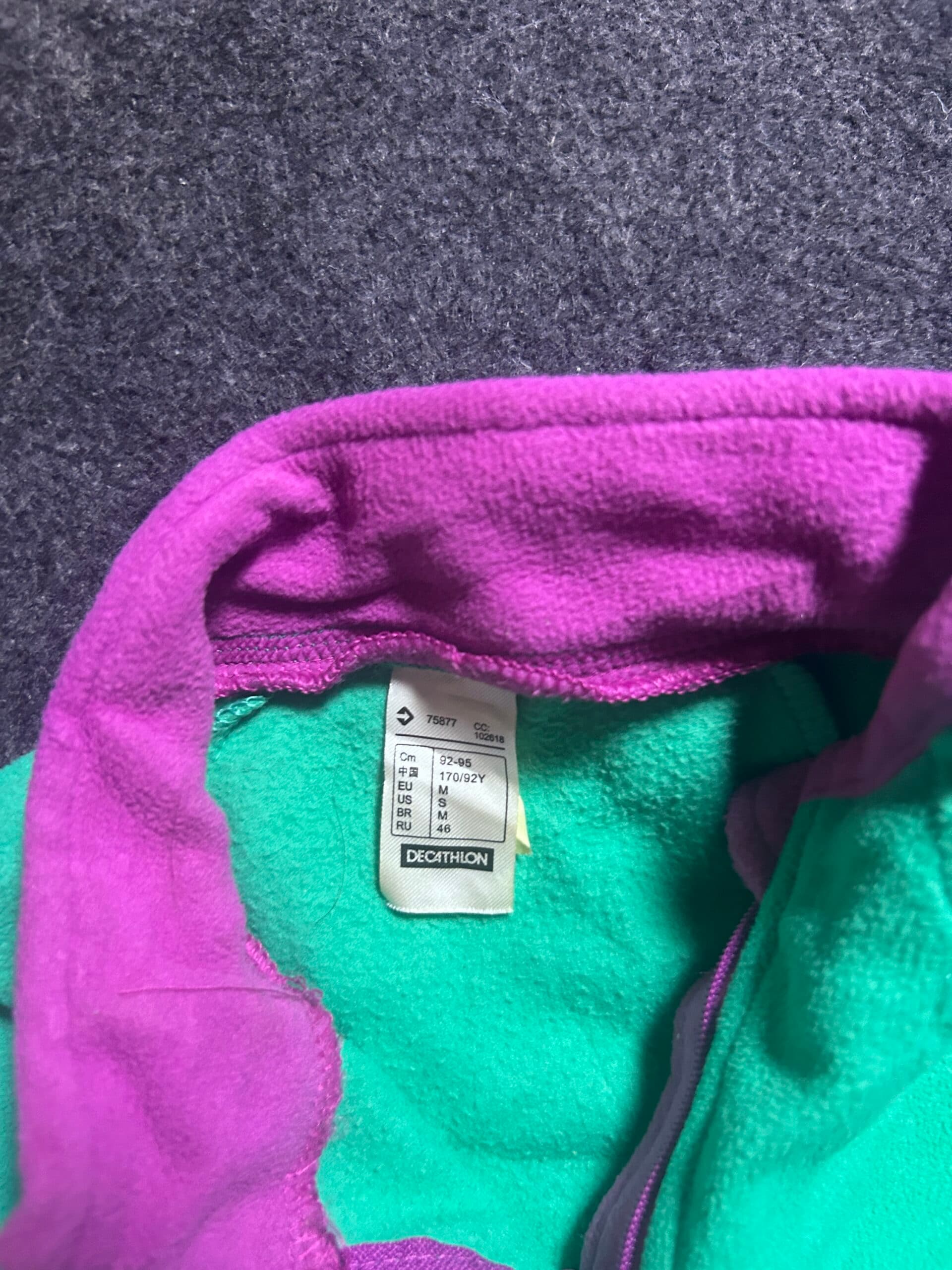 Branded thrift fleece jacket India close-up