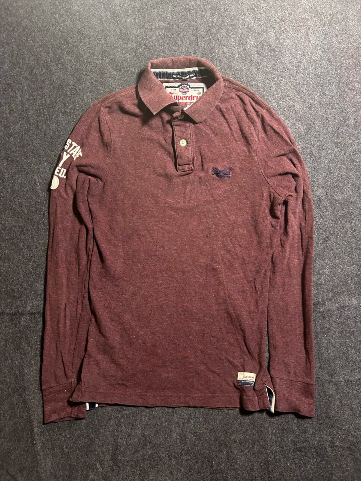 Superdry Long Sleeve Polo Shirt | Maroon Heather Edition | M