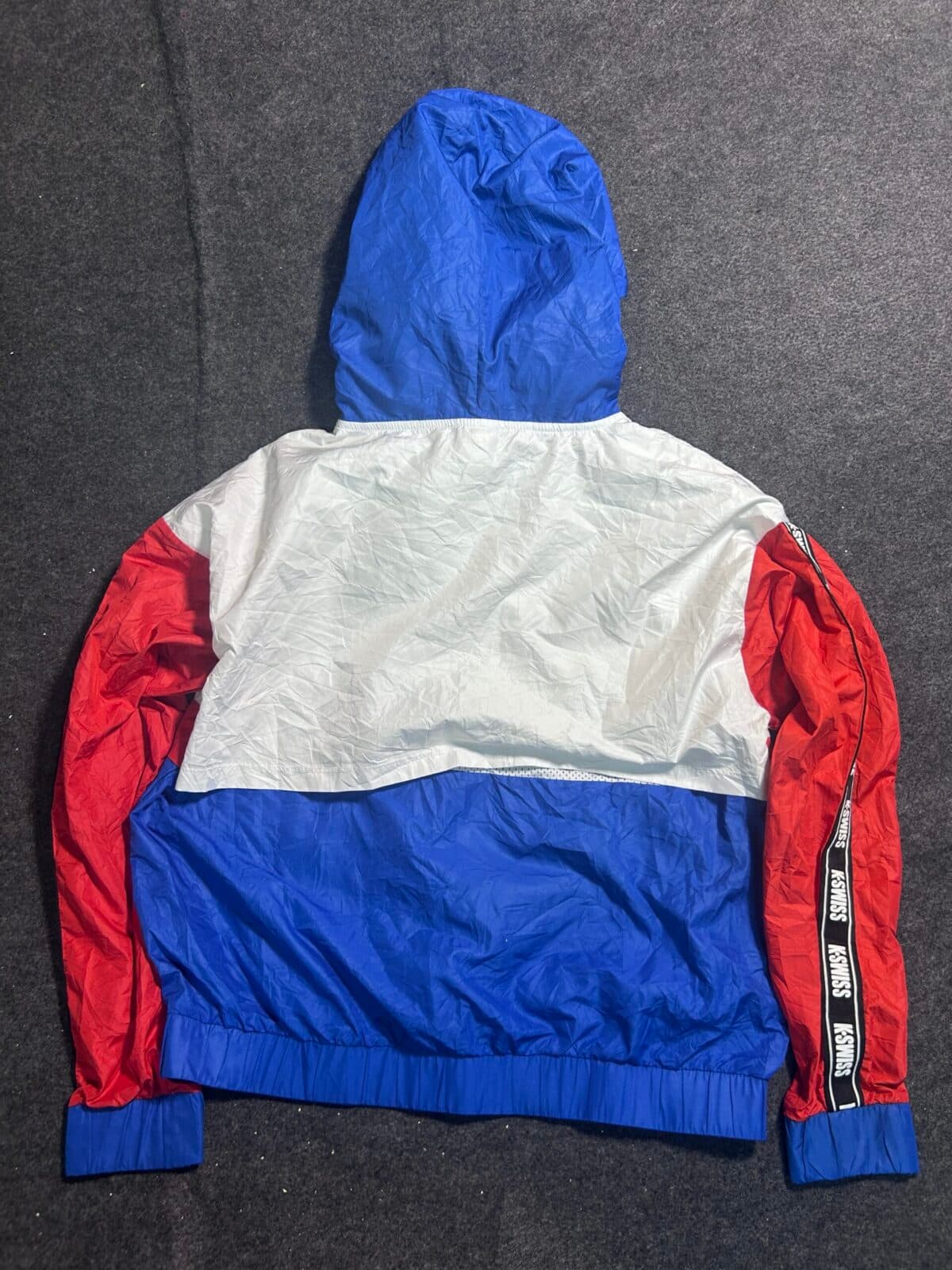Branded thrift windbreaker jacket India close-up