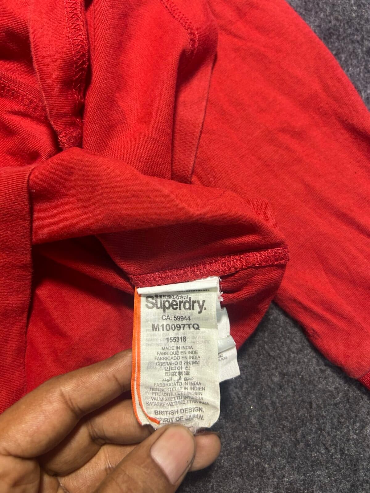 Superdry thrift clothing India close-up