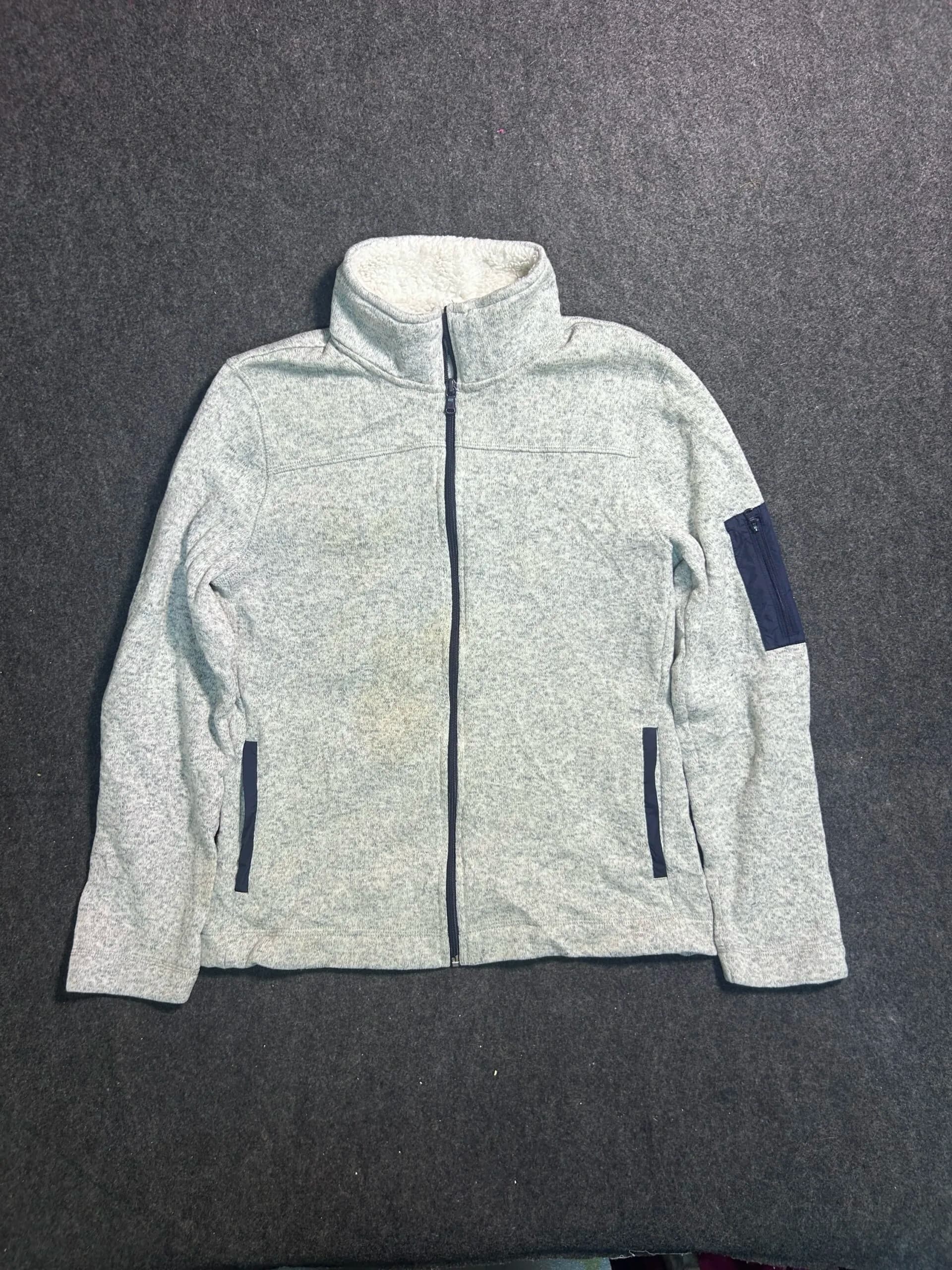 Nautica Sherpa Lined Full Zip Fleece Jacket Heather Grey | M | Unisex