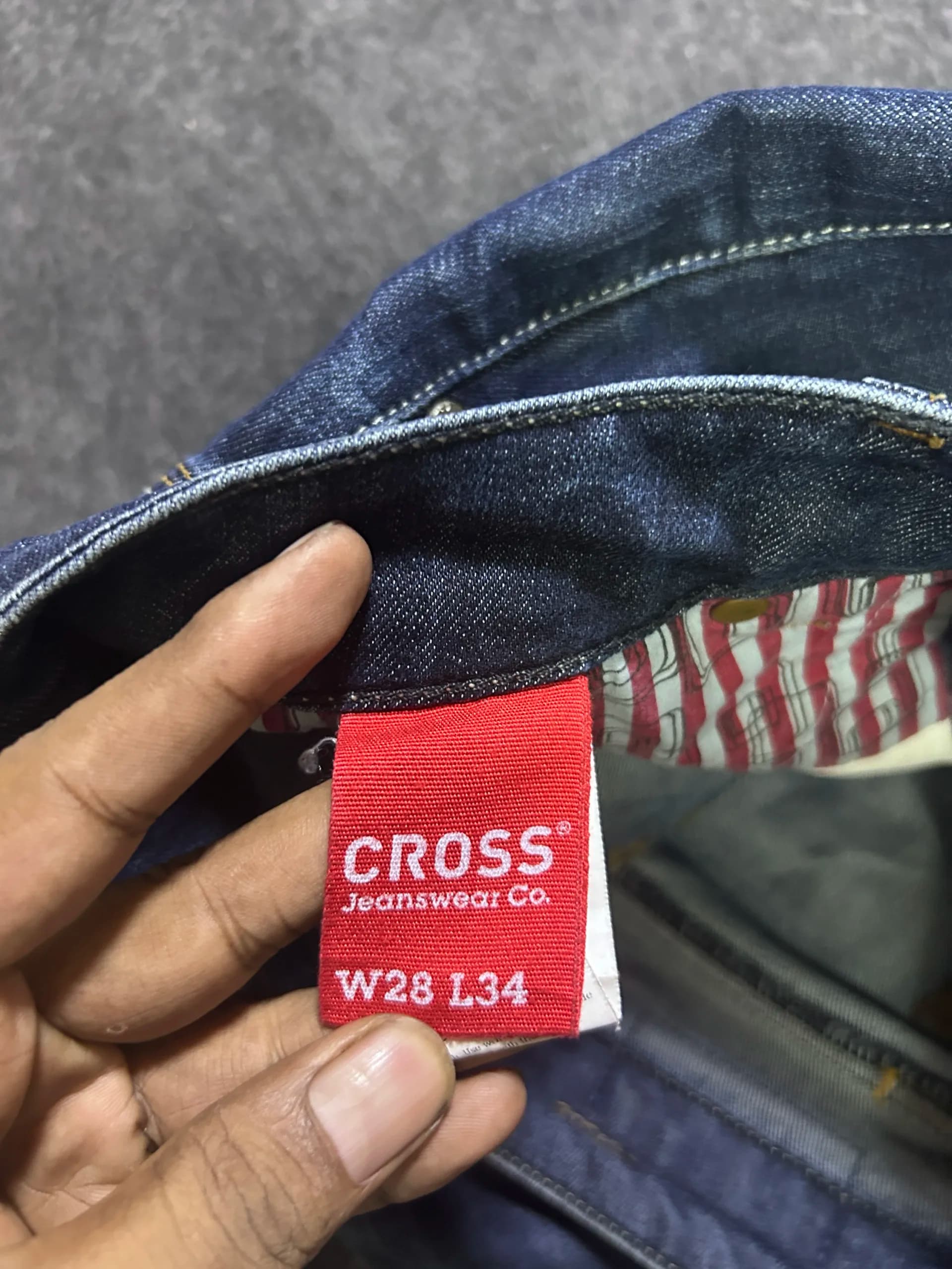 Branded thrift jeans India close-up