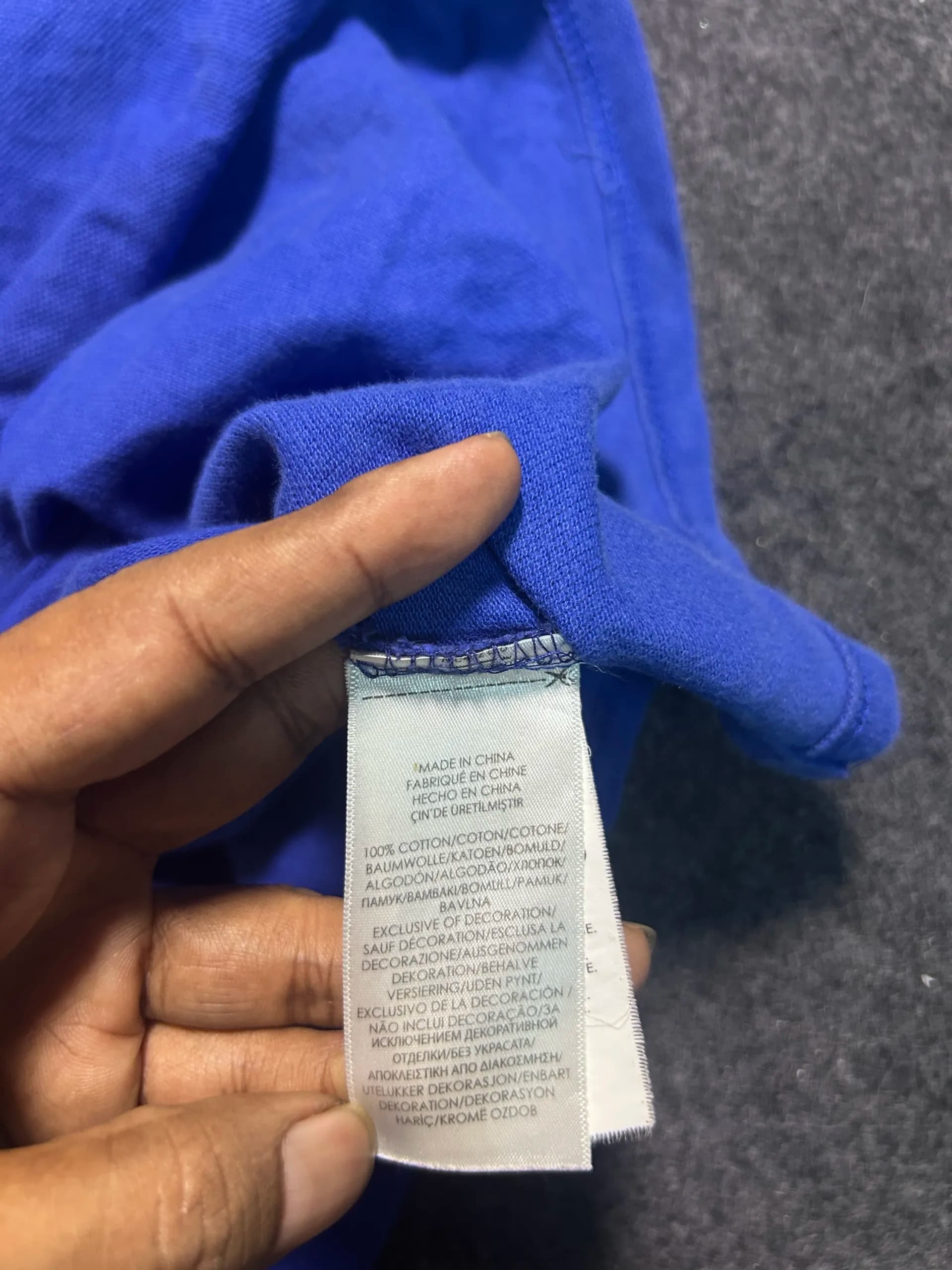 Ralph Lauren thrift polo shirt India close-up