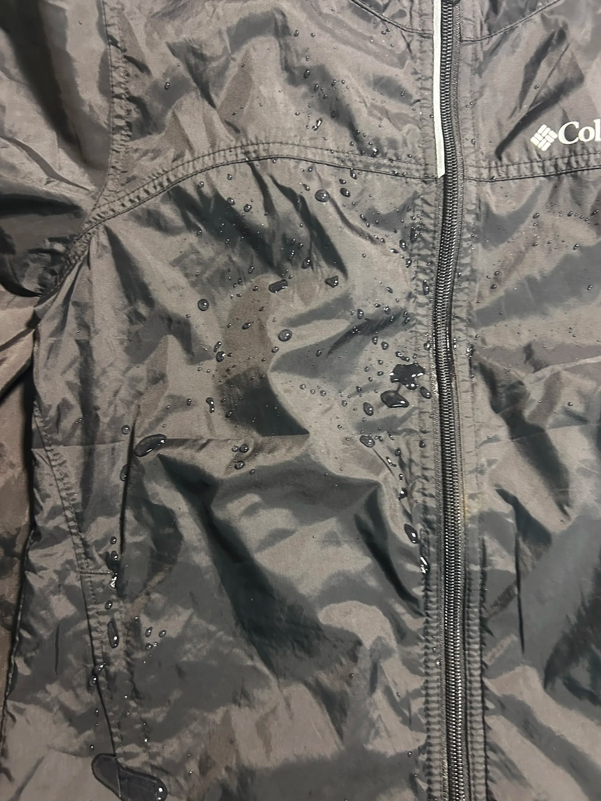 Columbia thrift windbreaker jacket India close-up