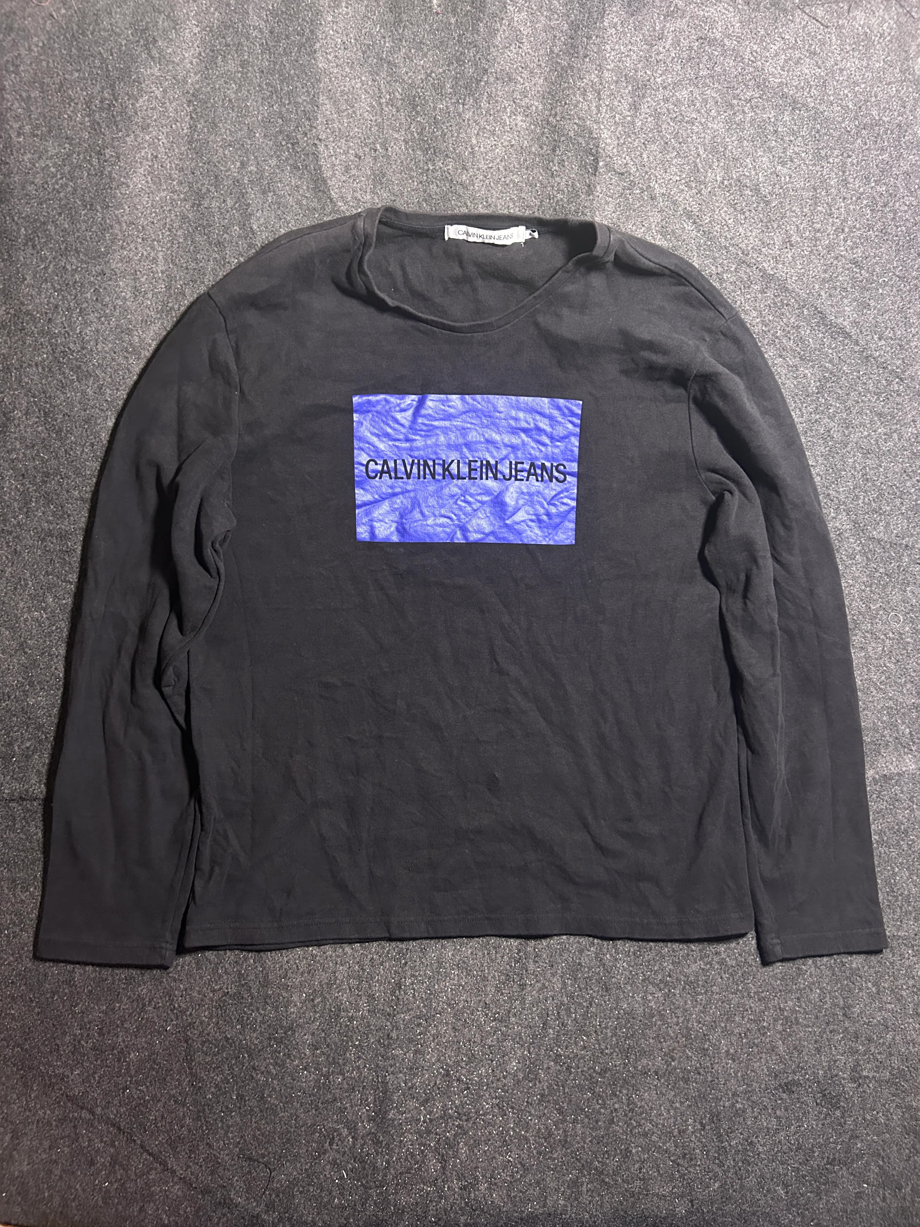 Calvin Klein Jeans Black Full Sleeve Sweatshirt – Graphic Logo Print | XL