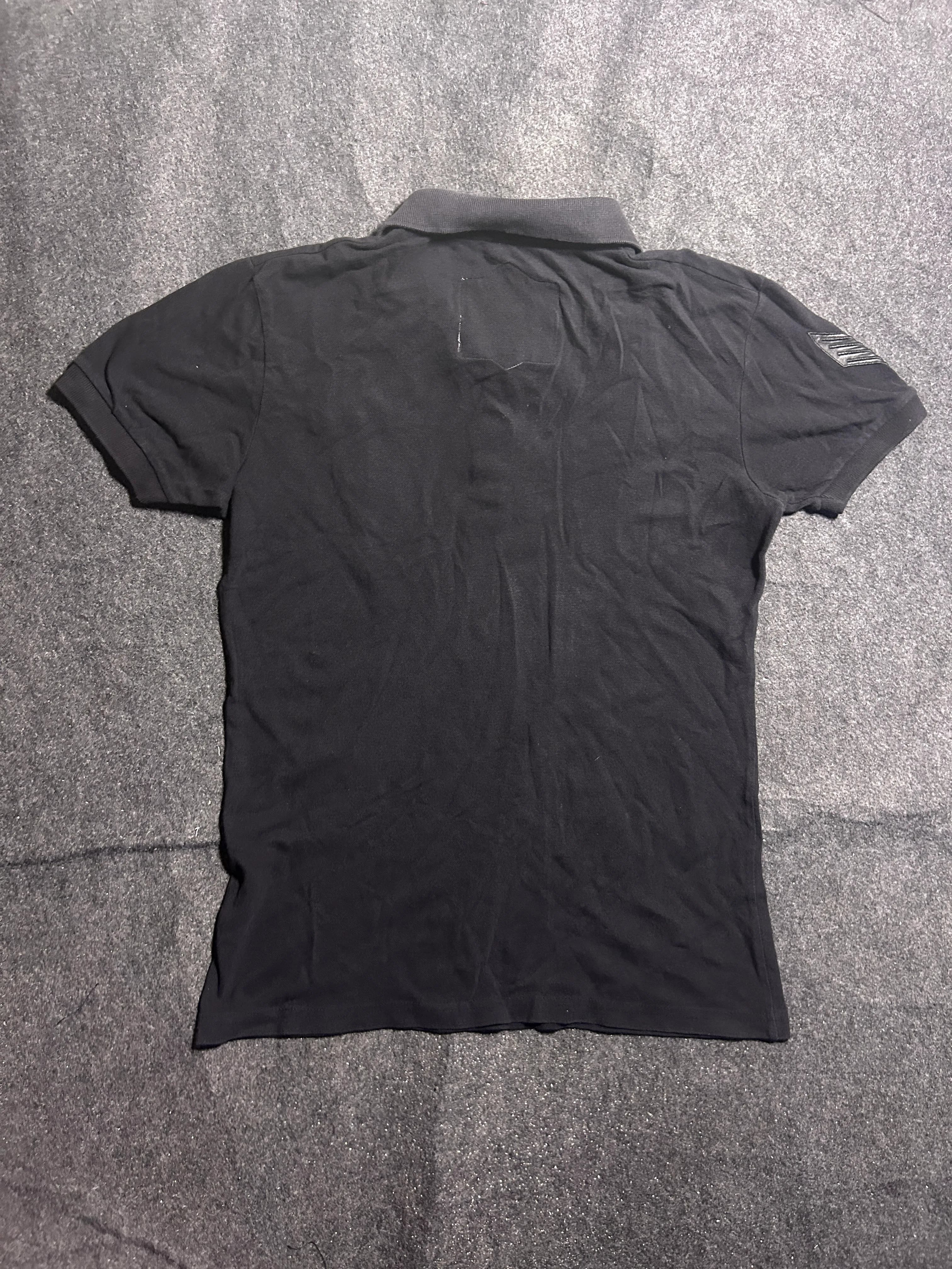 Copperstone Black Military Patch Polo Shirt Cotton Slim Fit | L
