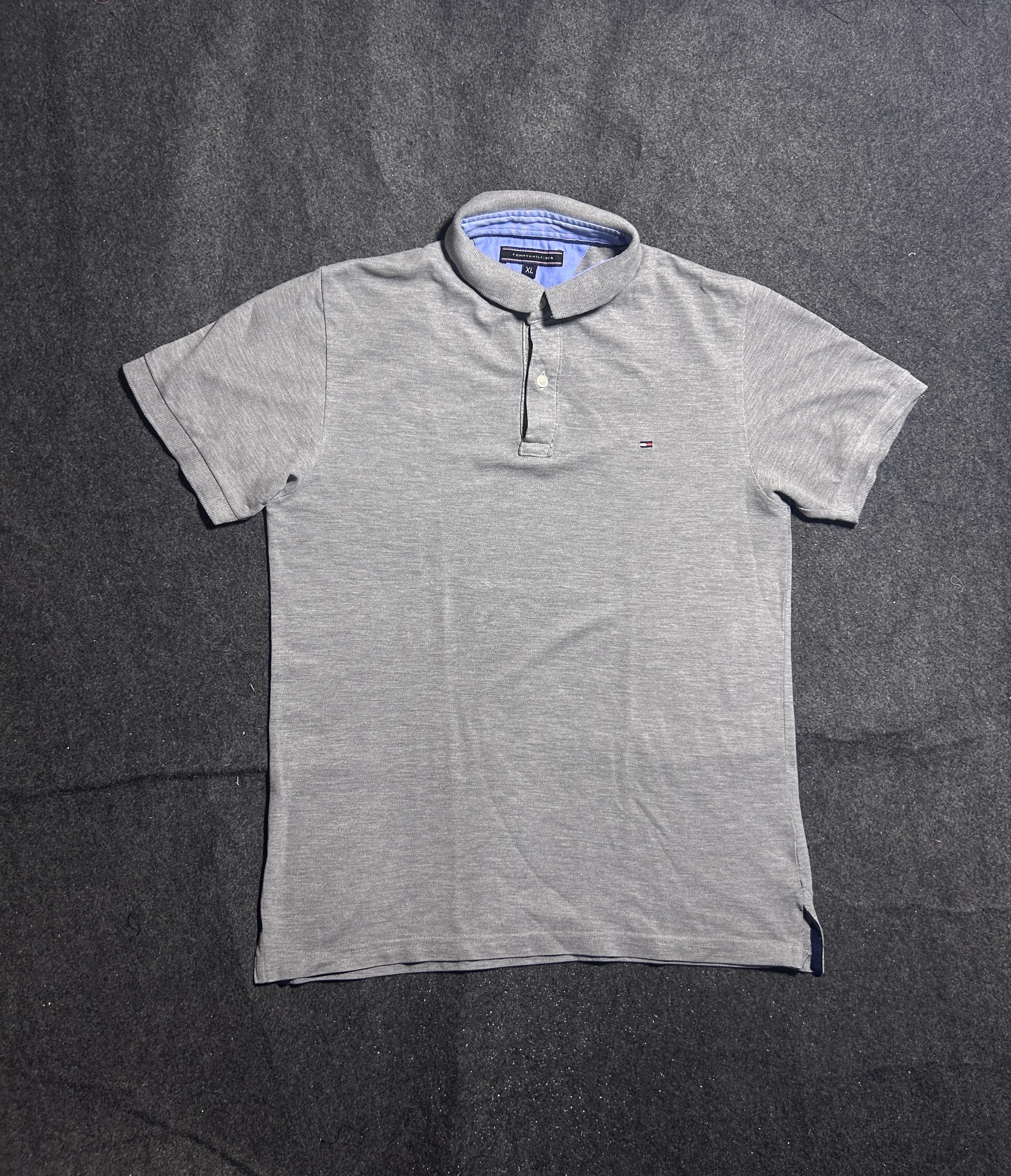 Tommy Hilfiger Grey Polo Shirt – Classic Cotton Pique | L