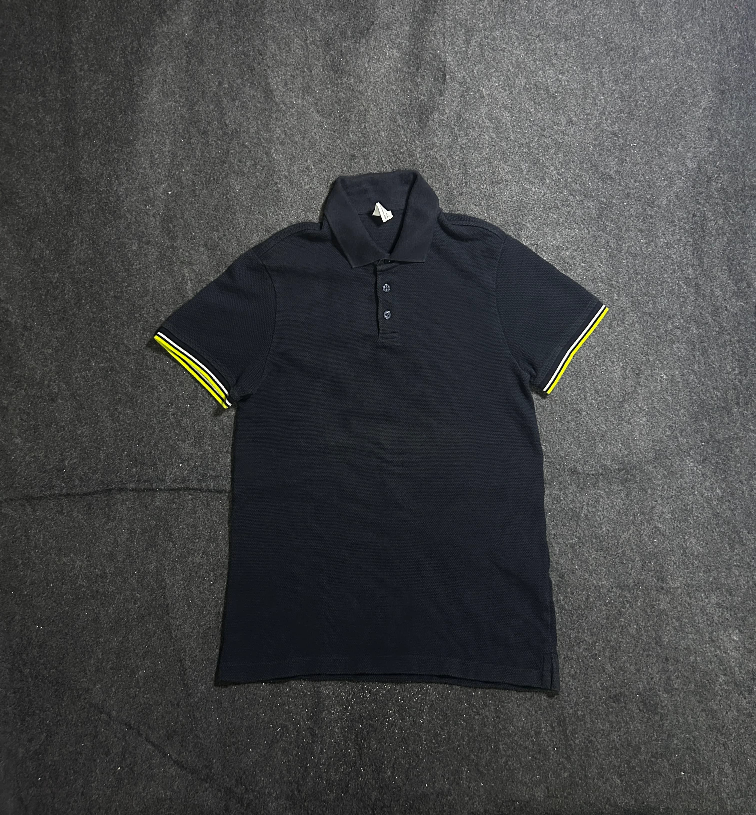 Zara Men’s Navy Blue Polo Shirt | Contrast Stripe Sleeves | S