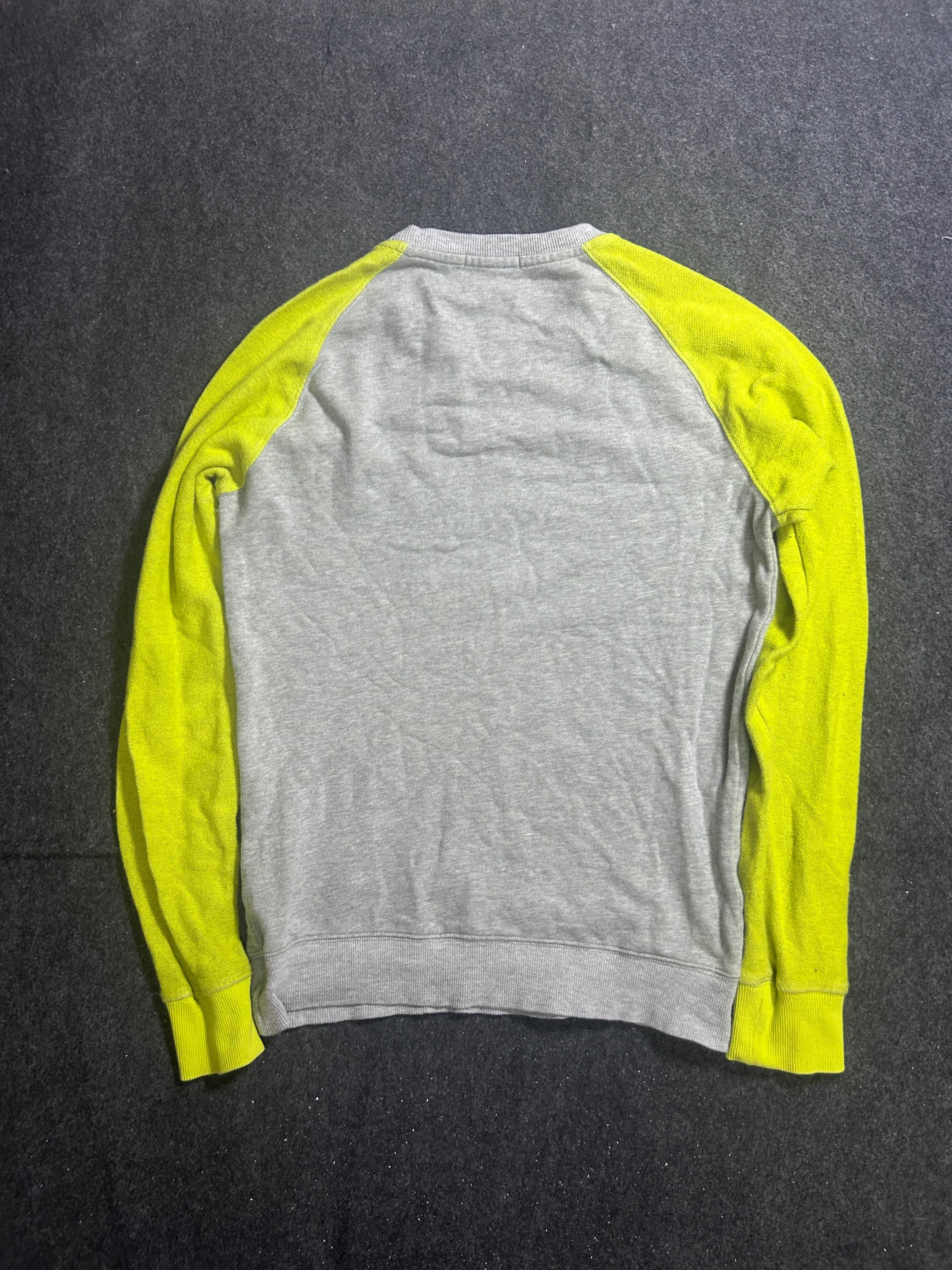 Burberry Black Label Grey & Neon Yellow Raglan Sweatshirt | S