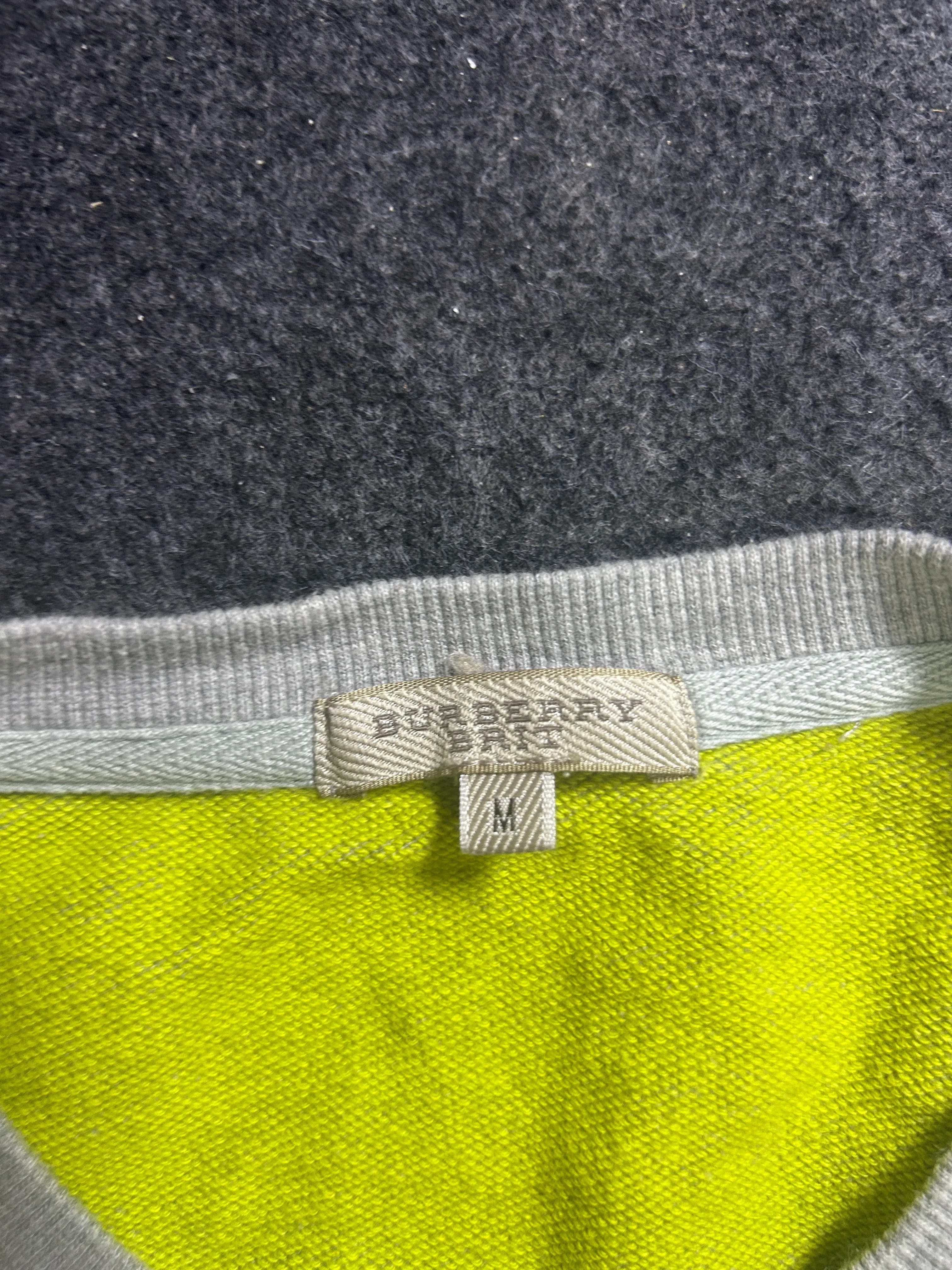 Burberry Black Label Grey & Neon Yellow Raglan Sweatshirt | S