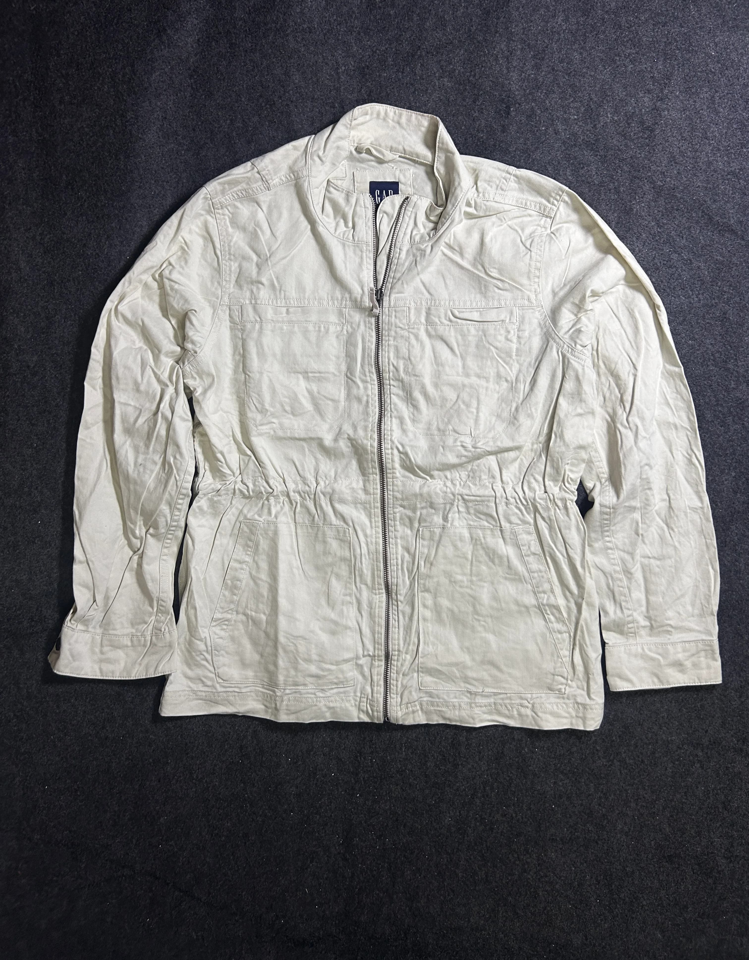 GAP Cream Cotton Utility Jacket for Men – Full-Zip Casual Jacket – Size M