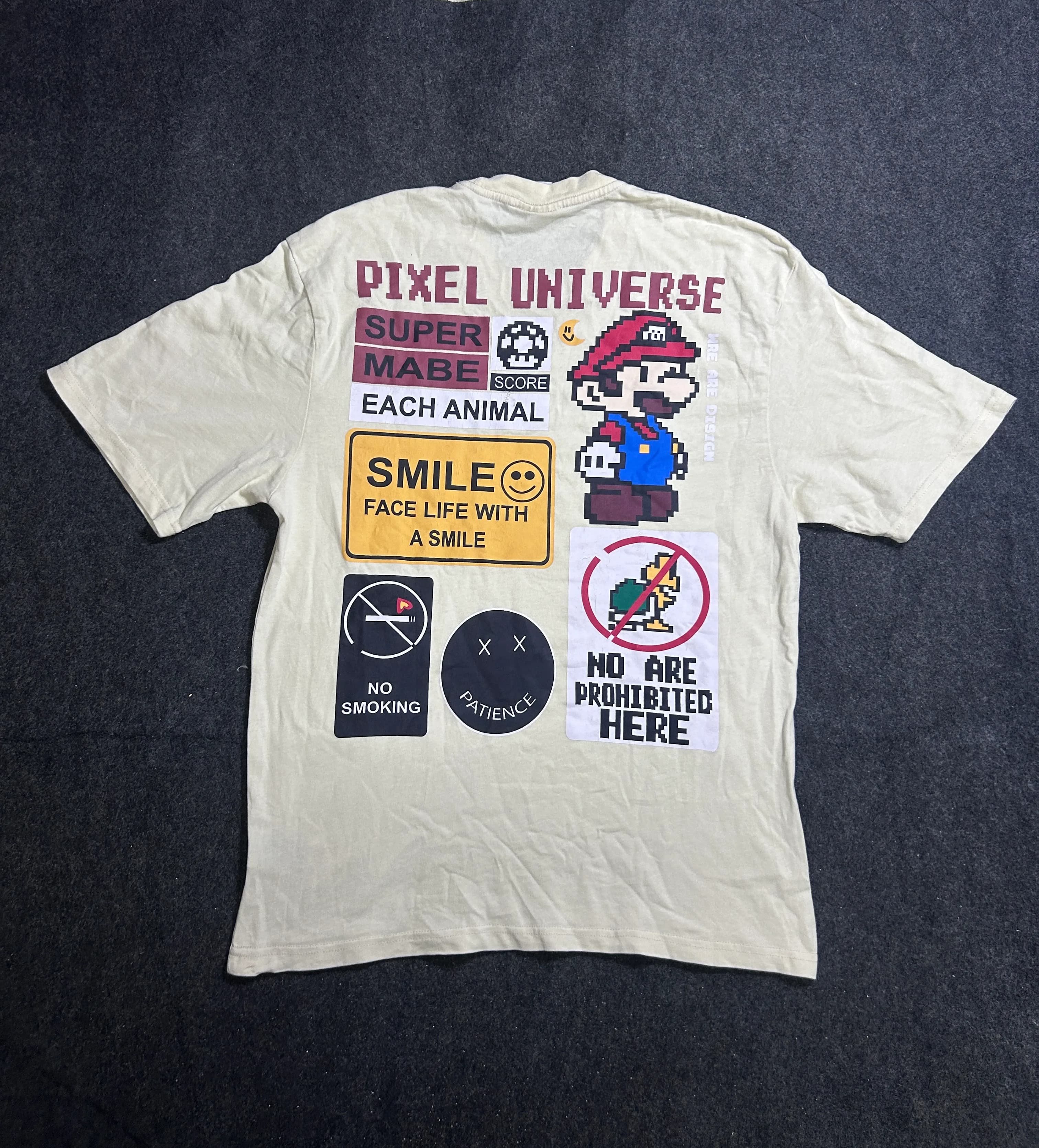 Lacoste x Peanuts Super Mario Graphic T-Shirt – Cream, Oversized Fit