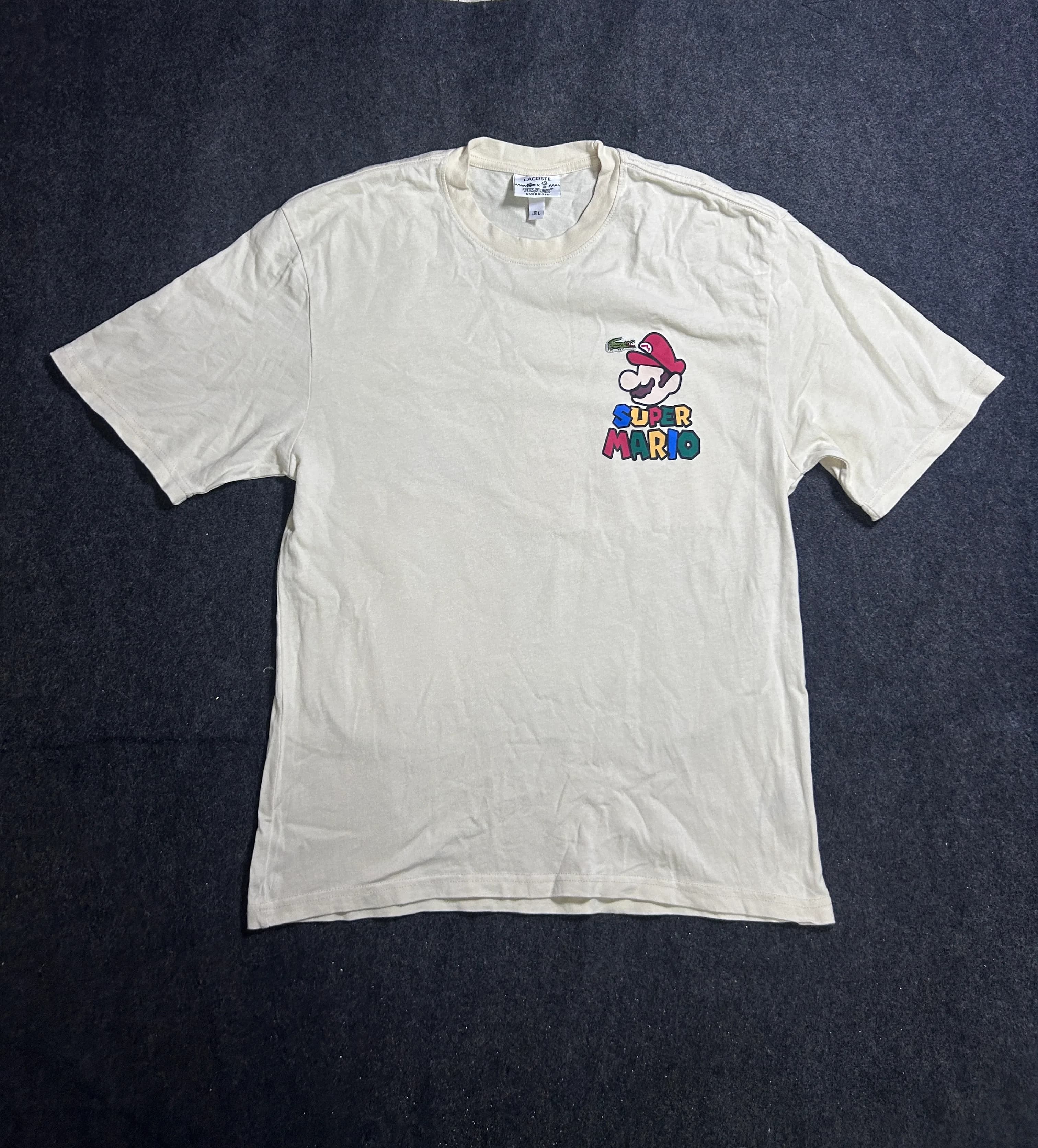 Lacoste x Peanuts Super Mario Graphic T-Shirt – Cream, Oversized Fit