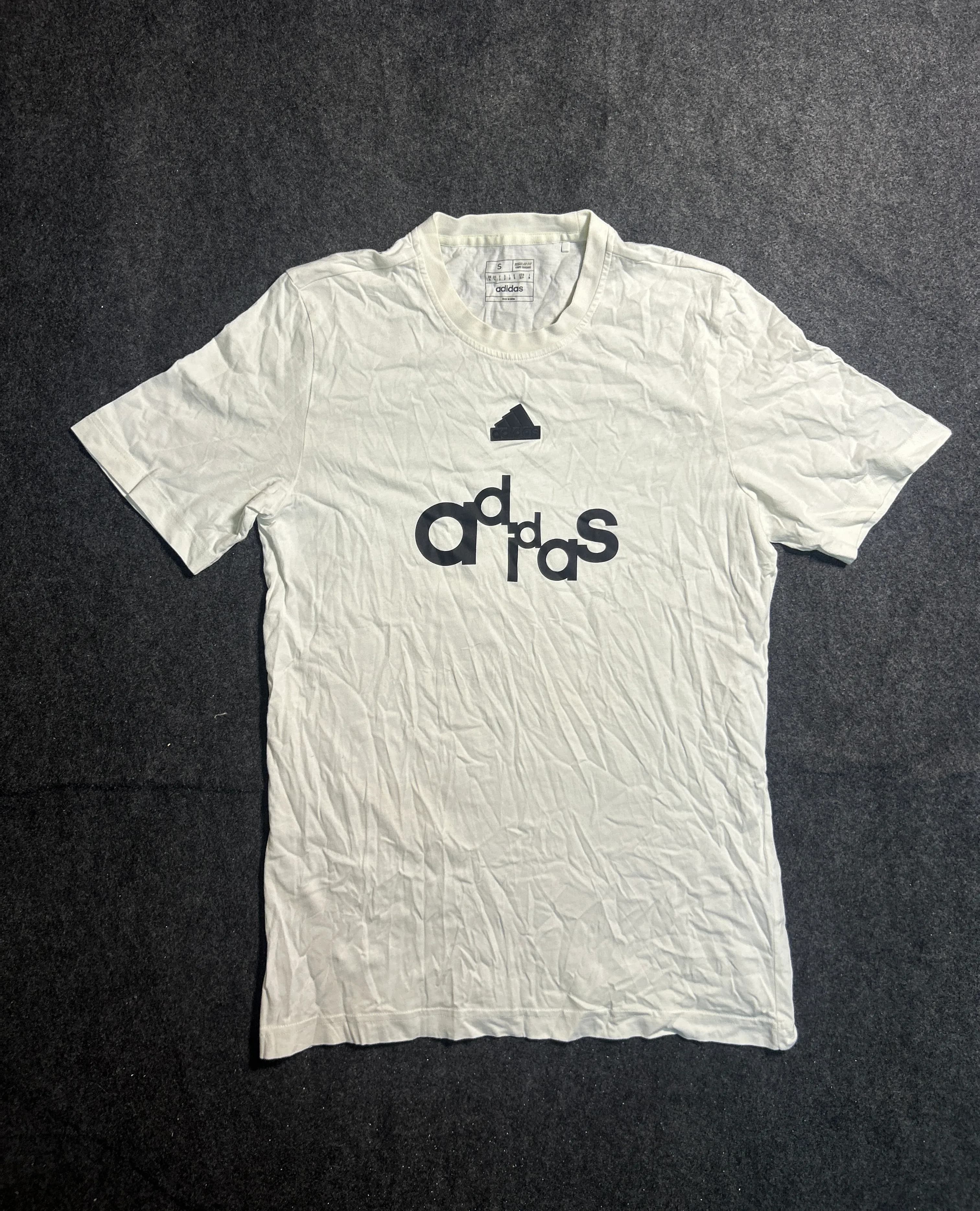 Adidas Men’s White Graphic Logo Cotton T-Shirt – M