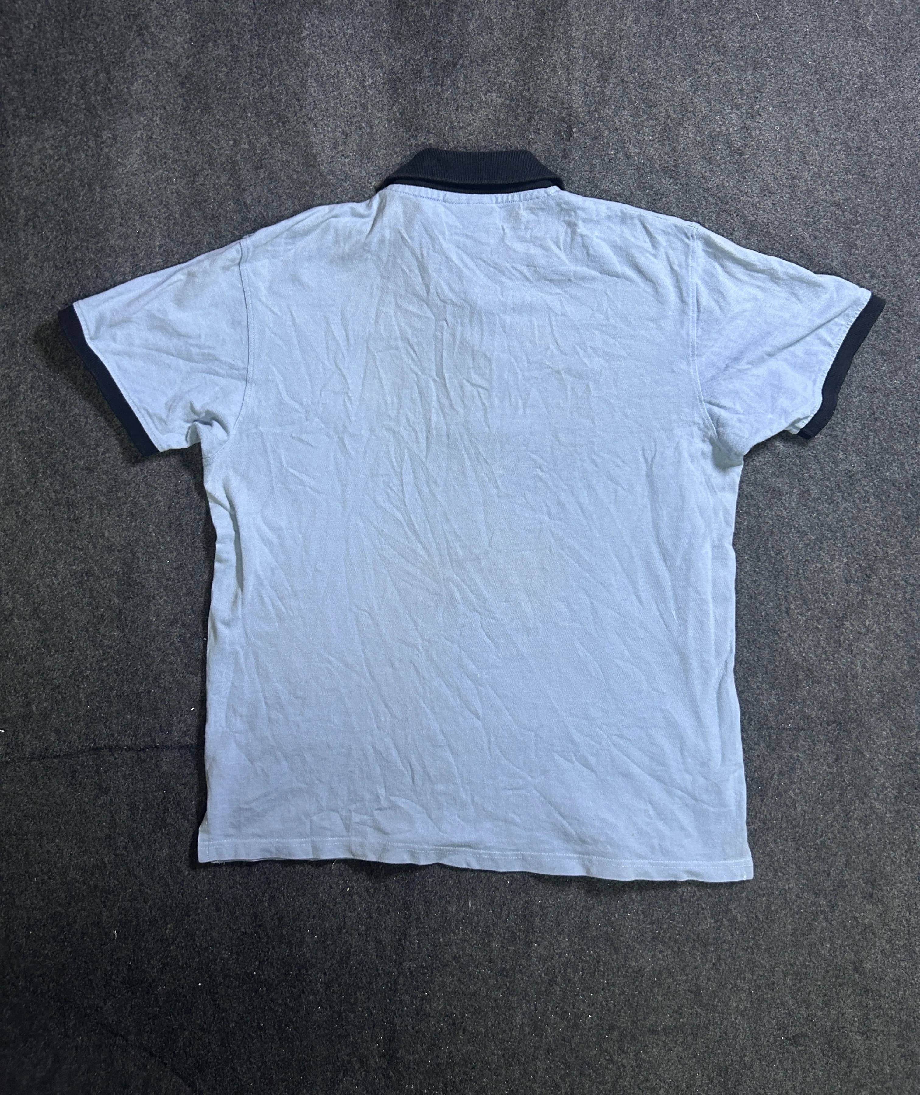 Calvin Klein Embroidered Logo Contrast Collar Polo Shirt – Light Blue / Navy L