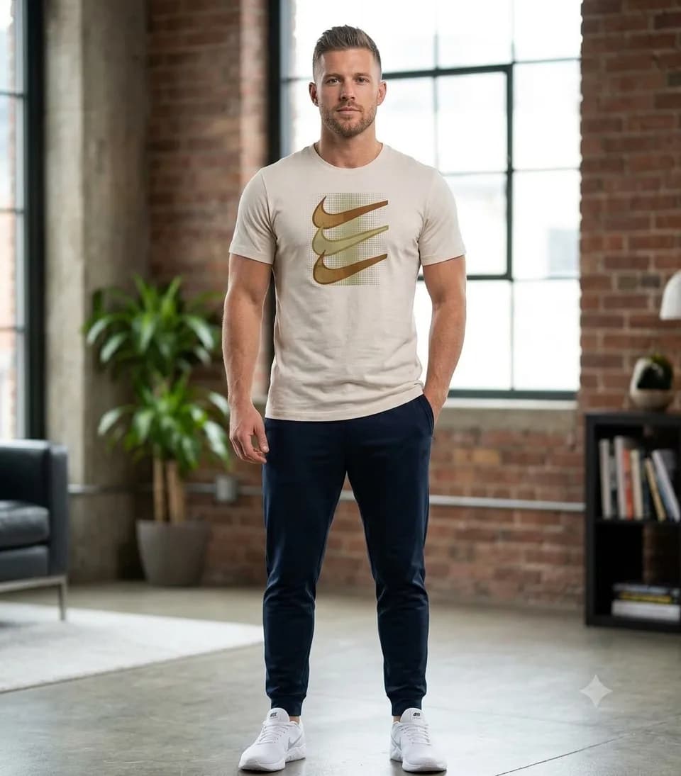 Vintage Nike Triple Swoosh Graphic T-Shirt | White | L