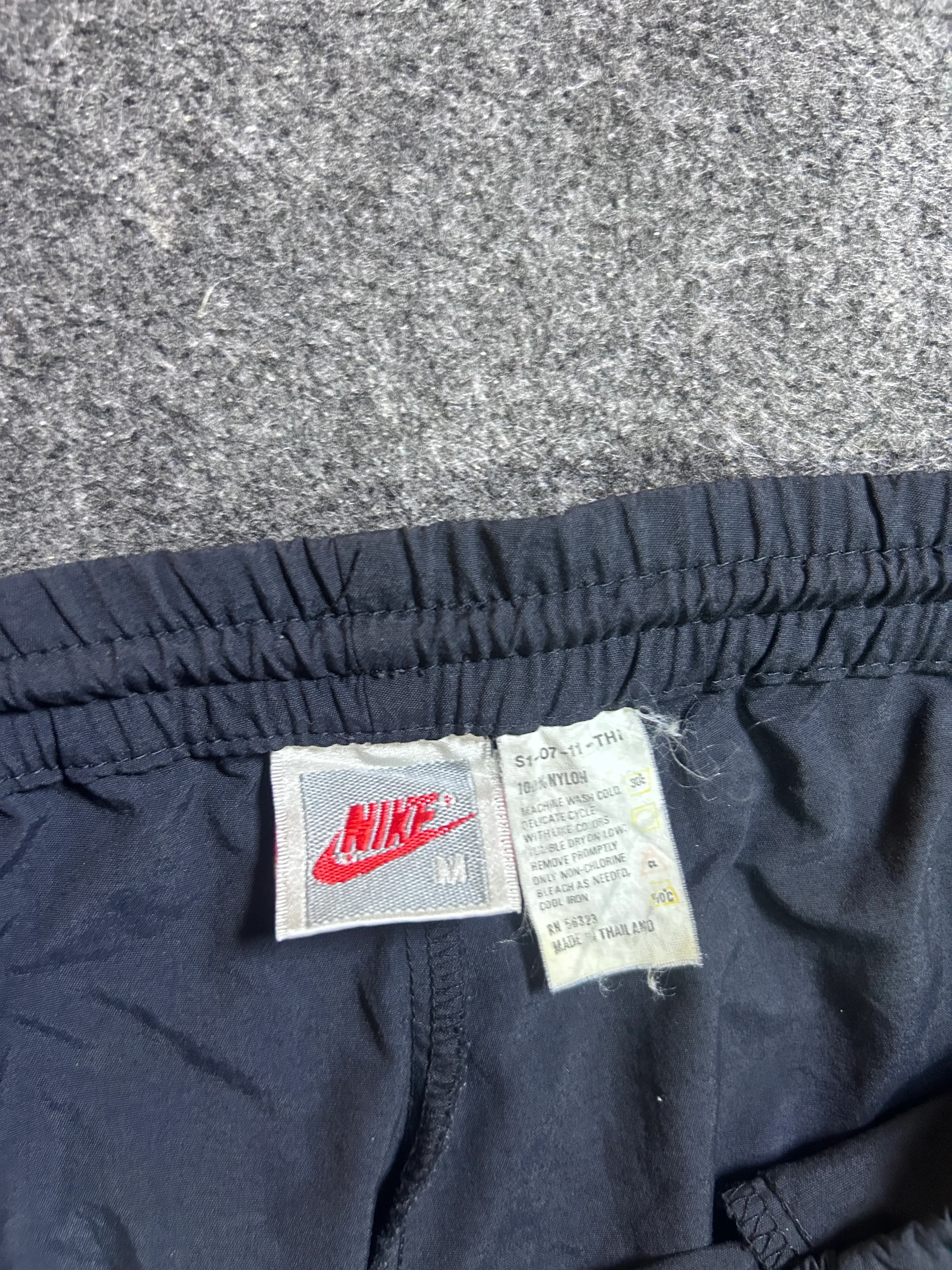 Vintage Nike Embroidered Futura Logo Nylon Track Pants Ankle Zip Black L