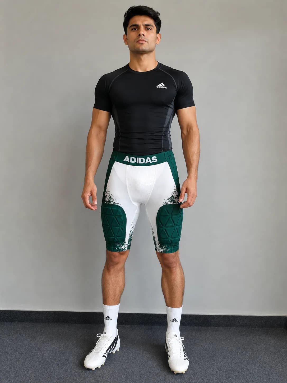 Adidas AEROREADY Padded Compression Shorts Green & White | Size M