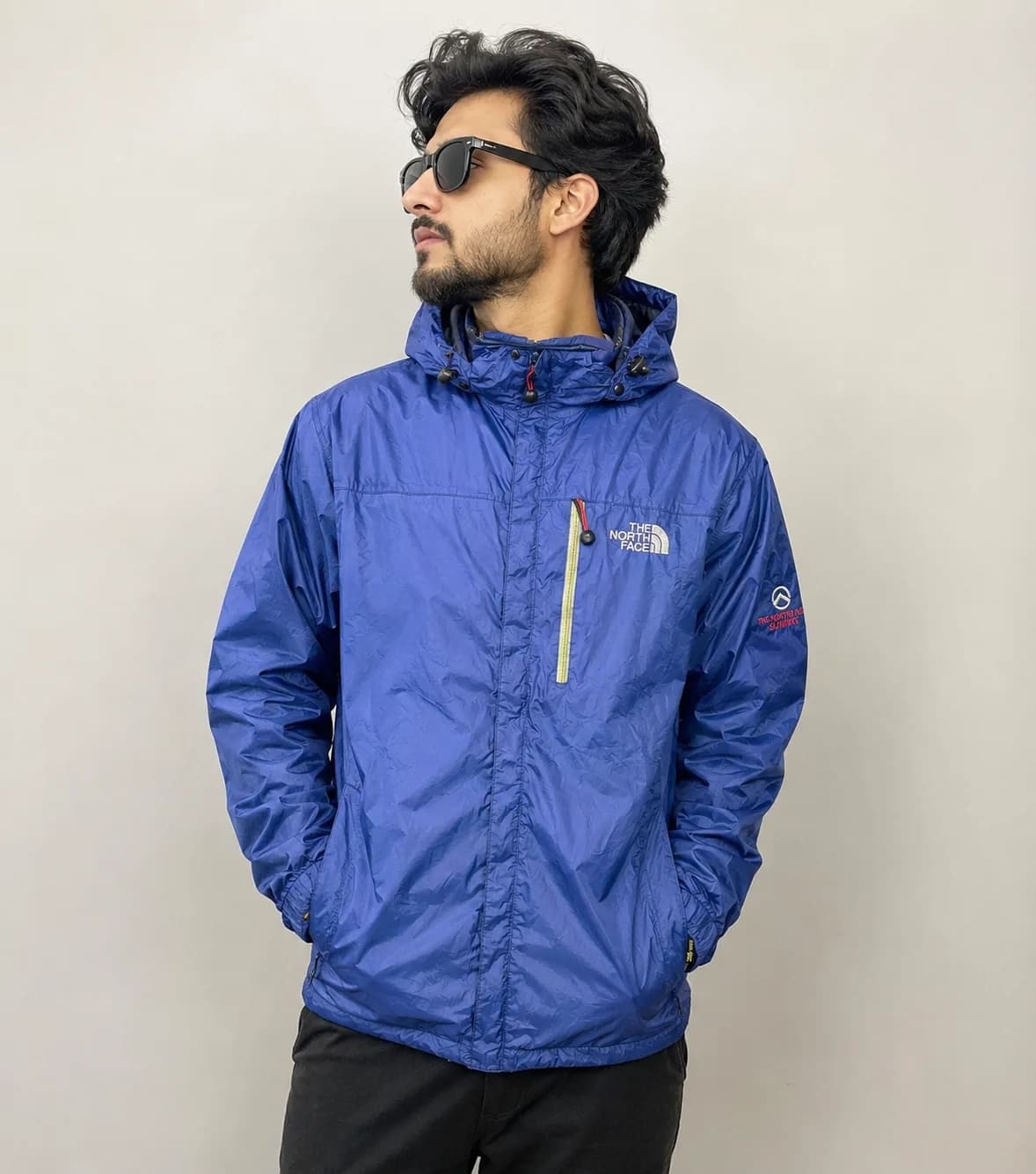 The North Face Summit Series Gore-Tex Hooded Waterproof Windbreaker Jacket Blue | Size XL