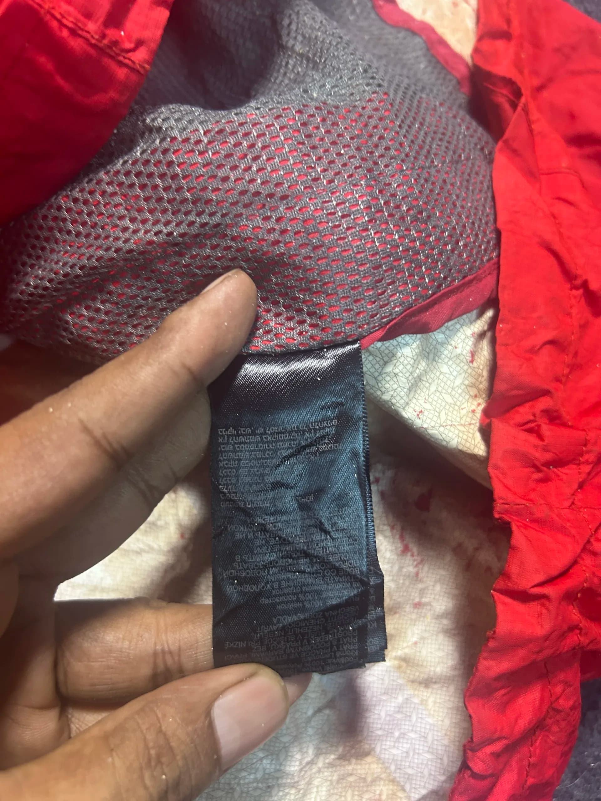 Branded thrift windbreaker jacket India close-up